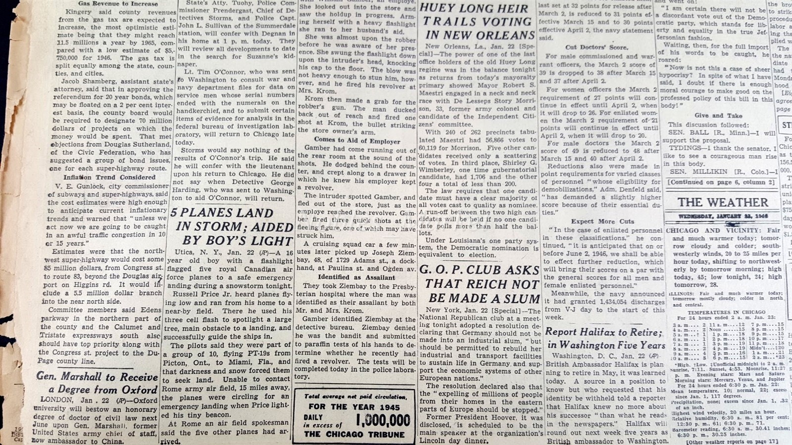 1946 Chicago Tribune Newspaper January 23, Meat Strike