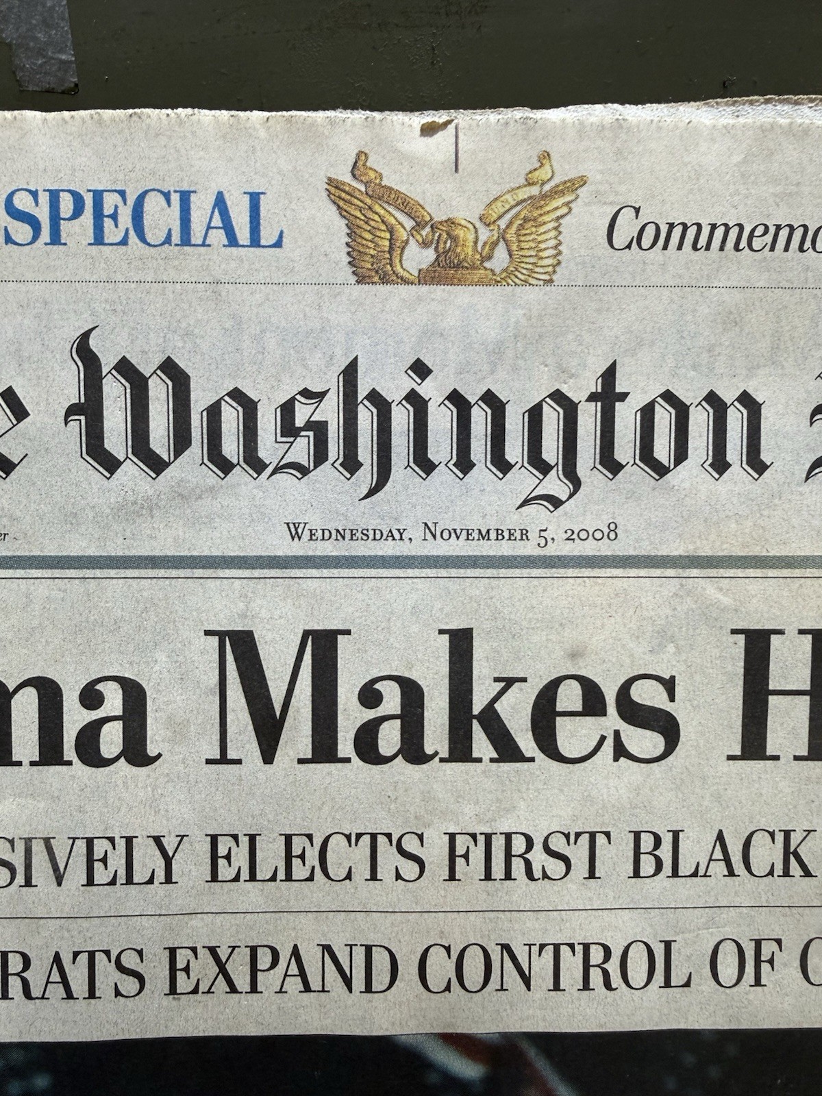 The Washington Post November 5 2008 Commemorative Edition “Obama Makes History”