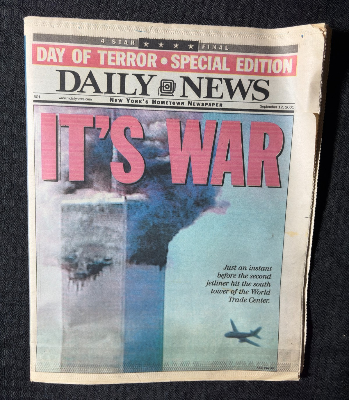2001 Sept 12 DAILY NEWS Newspaper VG 4..0 It’s War Day of Terror Special Edition