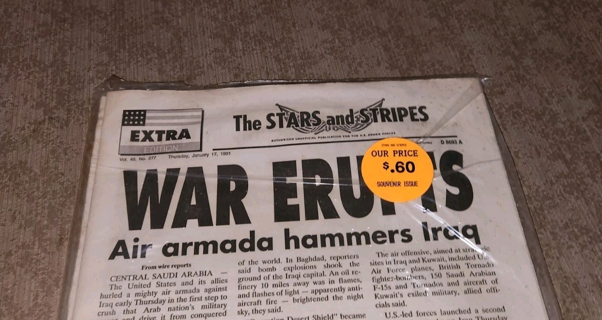 VTG 1991 Stars & Stripes Extra Cease-Fire Gulf War Newspaper Military Sealed