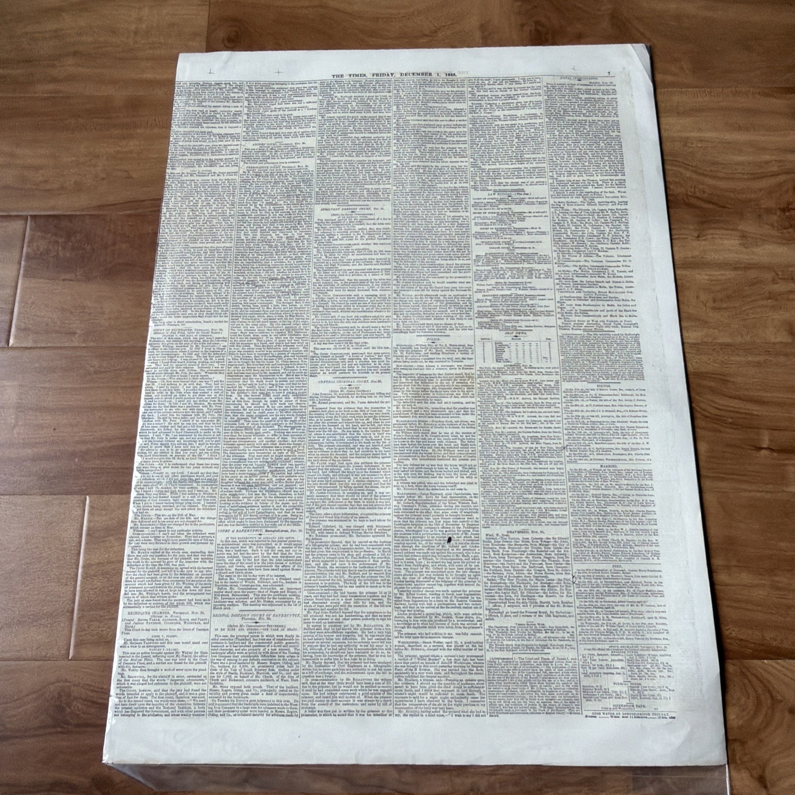 December 1 1848 THE LONDON TIMES Antique Early Victorian ORIGINAL Newspaper
