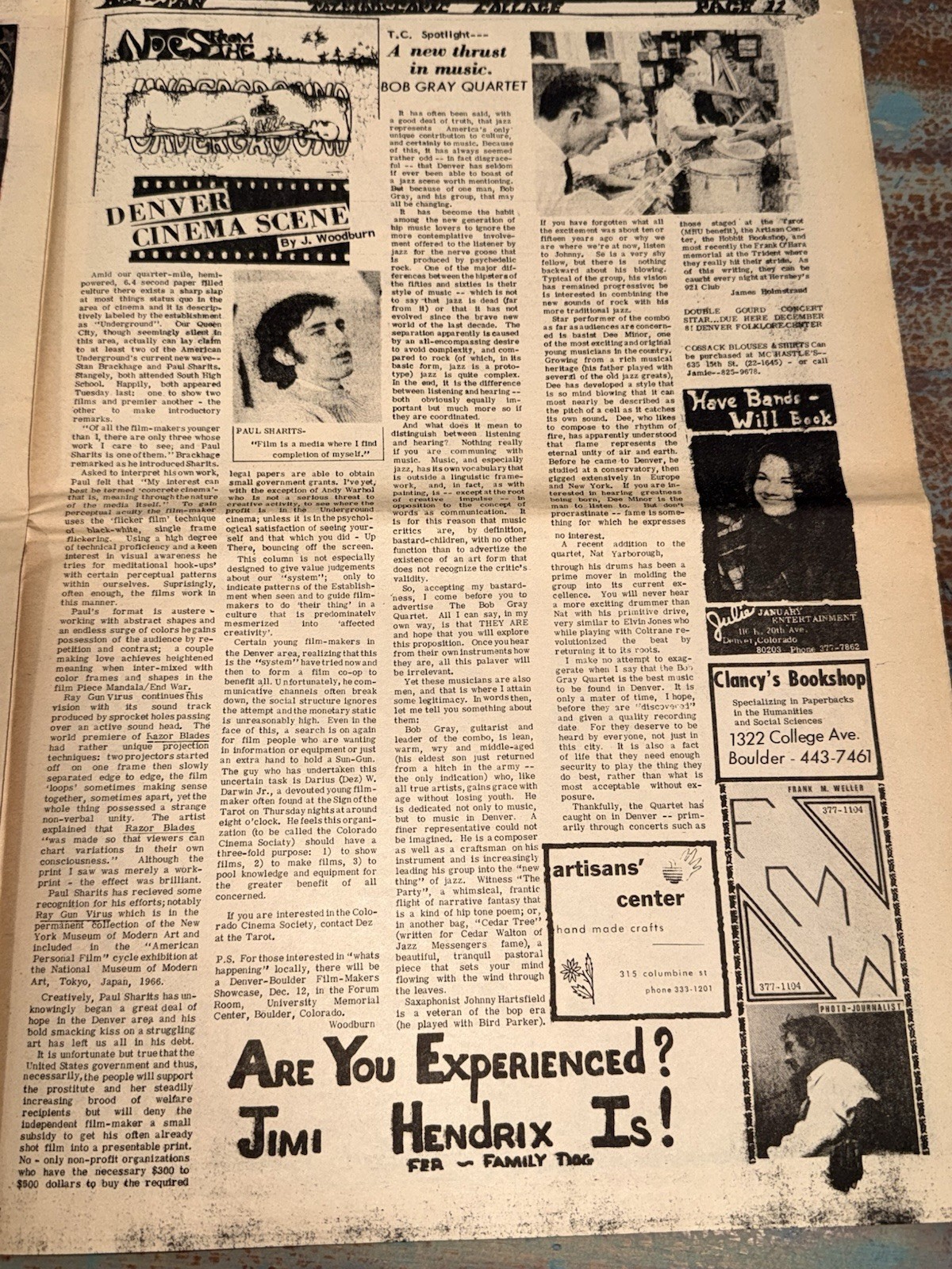 1967 Teleidoscopic Collage Denver The Doors New Year’s Eve Hendrix Family Dog
