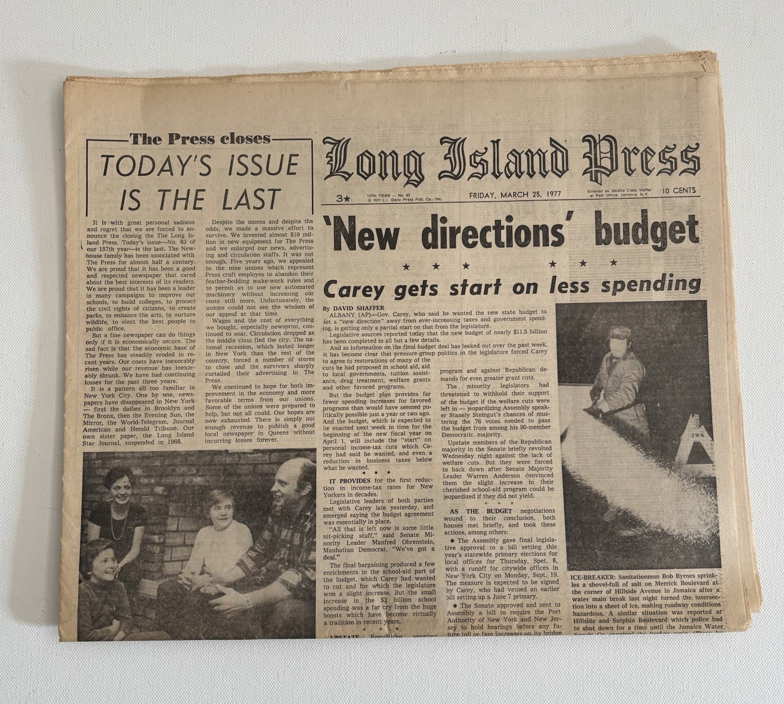 1977 Long Island Press FINAL ISSUE Last Edition Newspaper March 25 NY