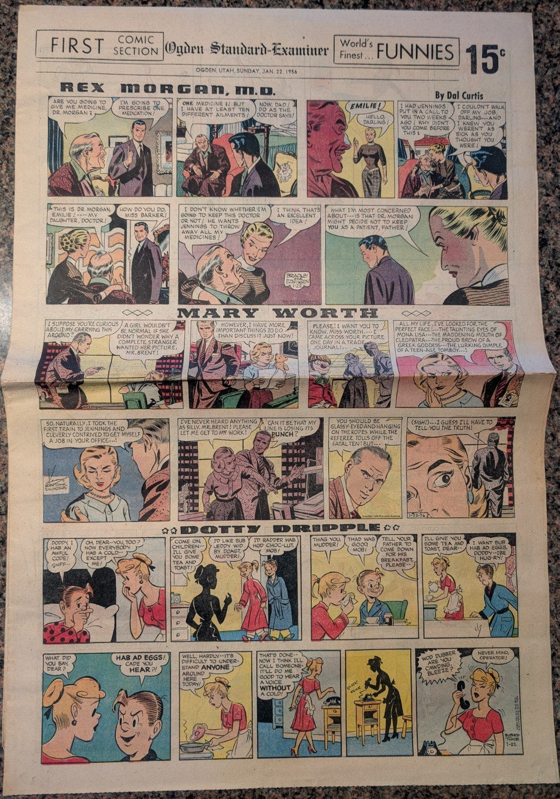 Ogden Standard -Examiner 1/22/1956 Sunday Comics Section, (2), Chris Welken