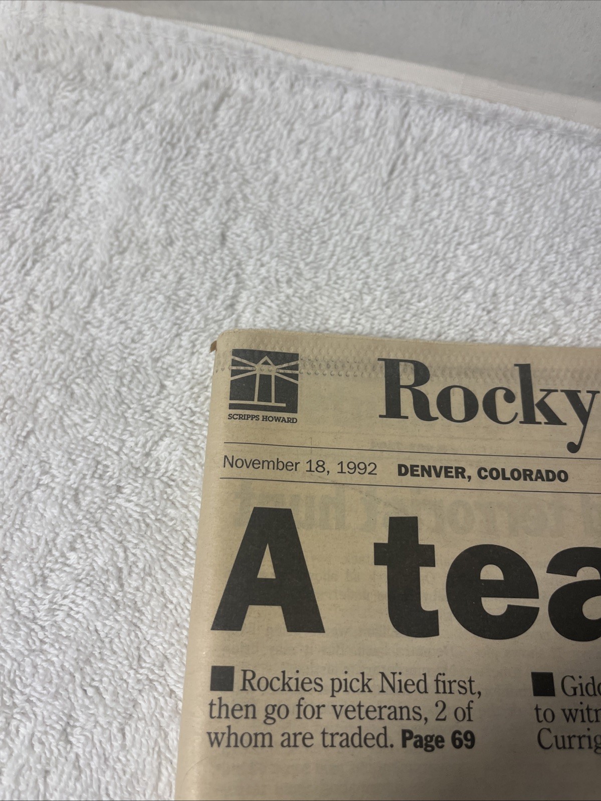 VTG Rocky Mountain News Newspaper Nov 18 , 1992 A Team Is Born Colorado Rockies