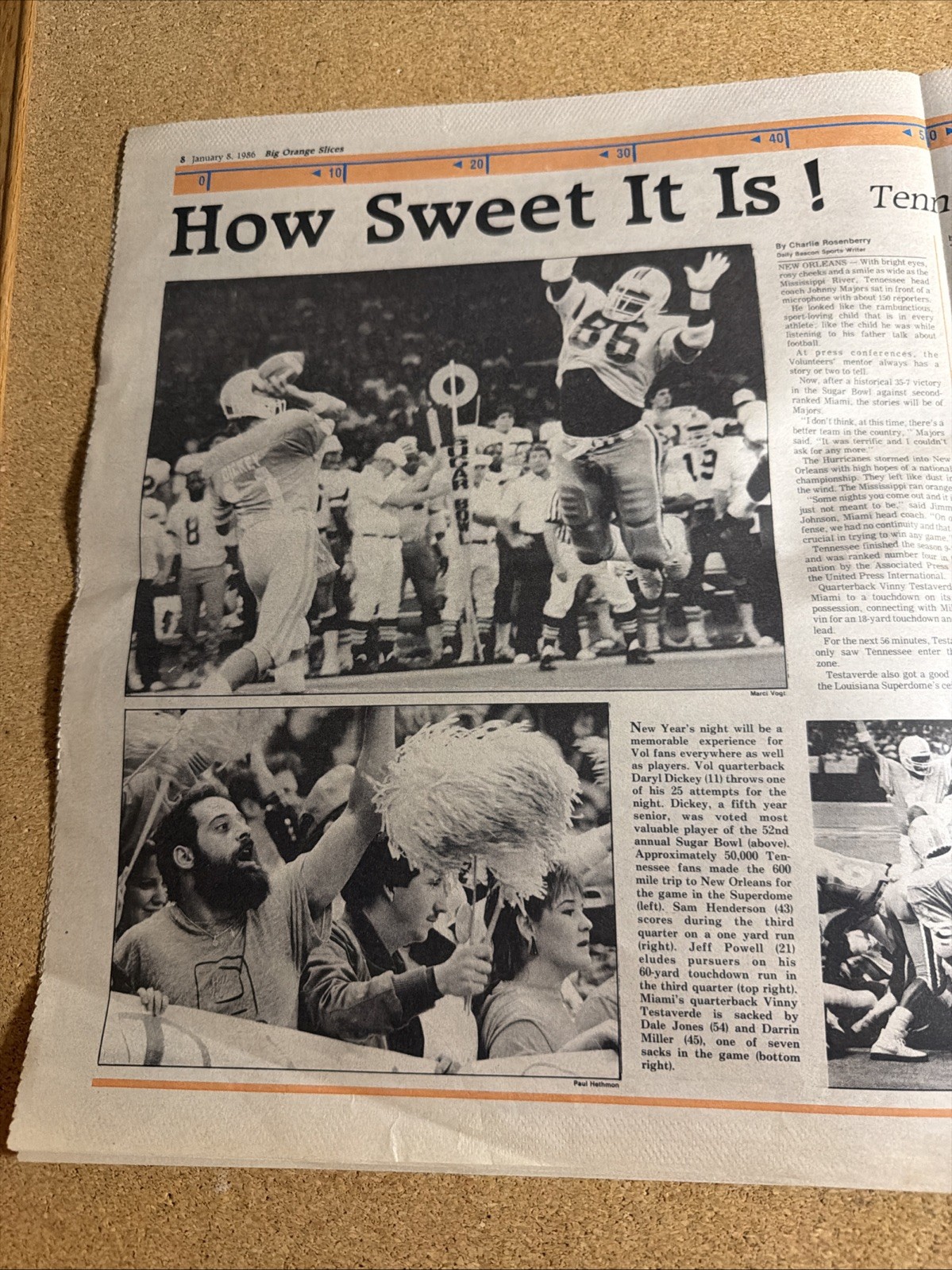 1985 Tennessee Vols Football Sugar Bowl Sugar Vols 2 Paper Special Inserts VG