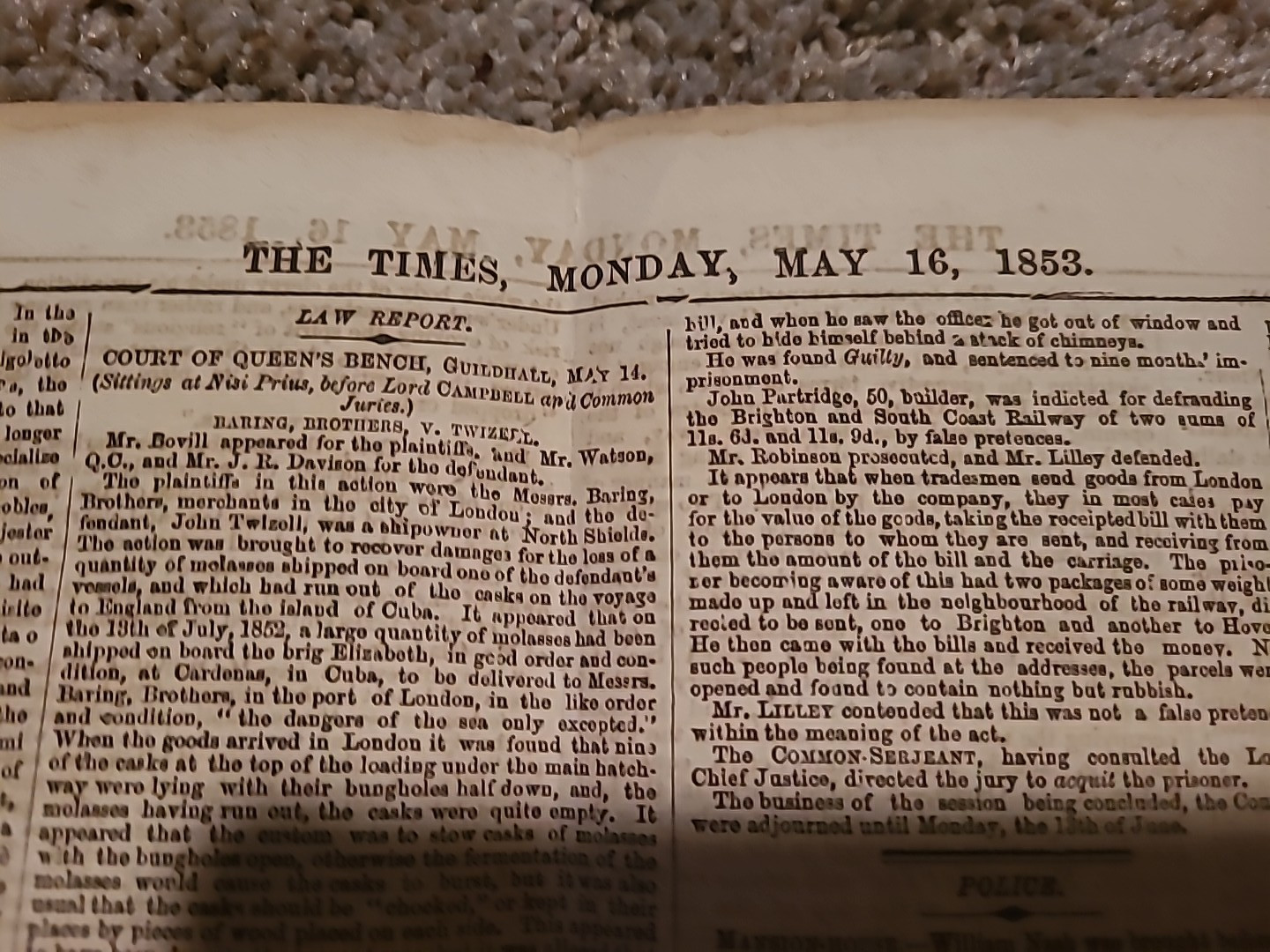 THE TIMES LONDON ANTIQUE 1853 NEWSPAPER COMPLETE Original May 16th Ephemera
