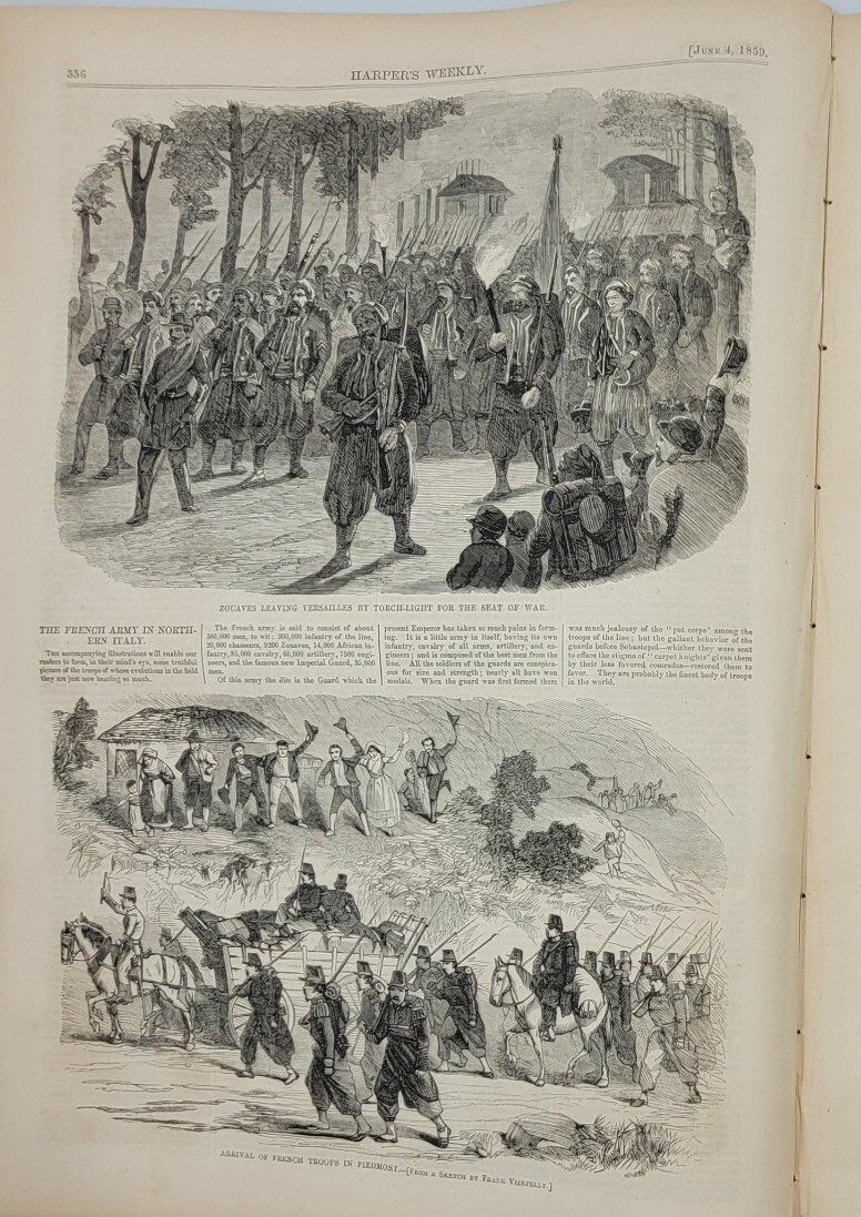 Harper’s Weekly 6/4/1859 TurinPiedmont Italy / Massacre in Mexico