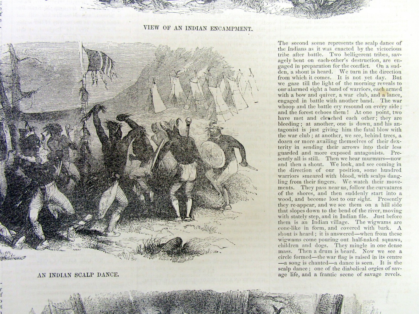 1852 illustrated newspaper shows NATIVE AMERICAN INDIANS w DESCRIPTION & 3 views