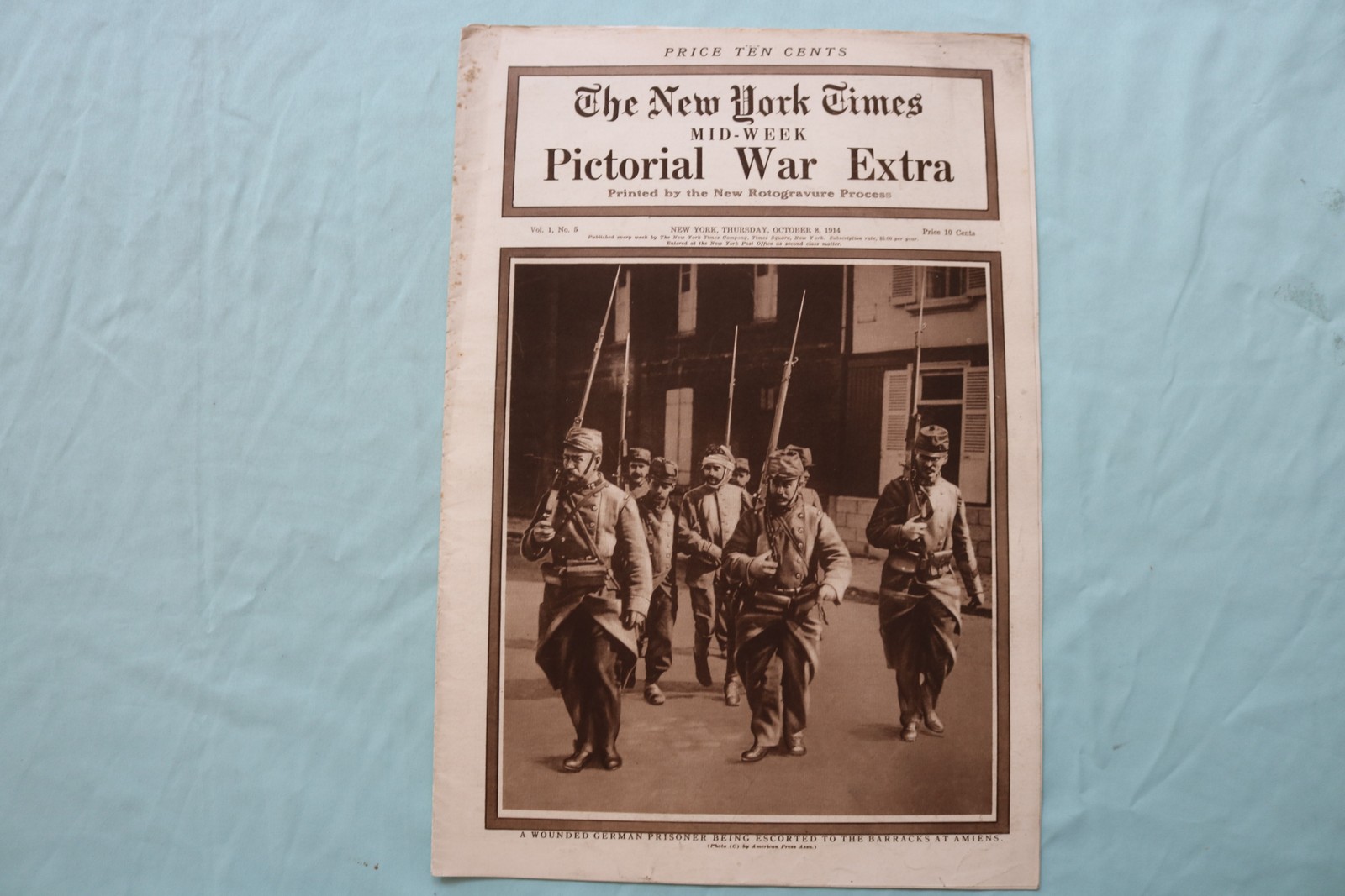 1914 OCT 8 NEW YORK TIMES MID-WEEK PICTORIAL WAR EXTRA-GERMAN PRISONER – NP 9118