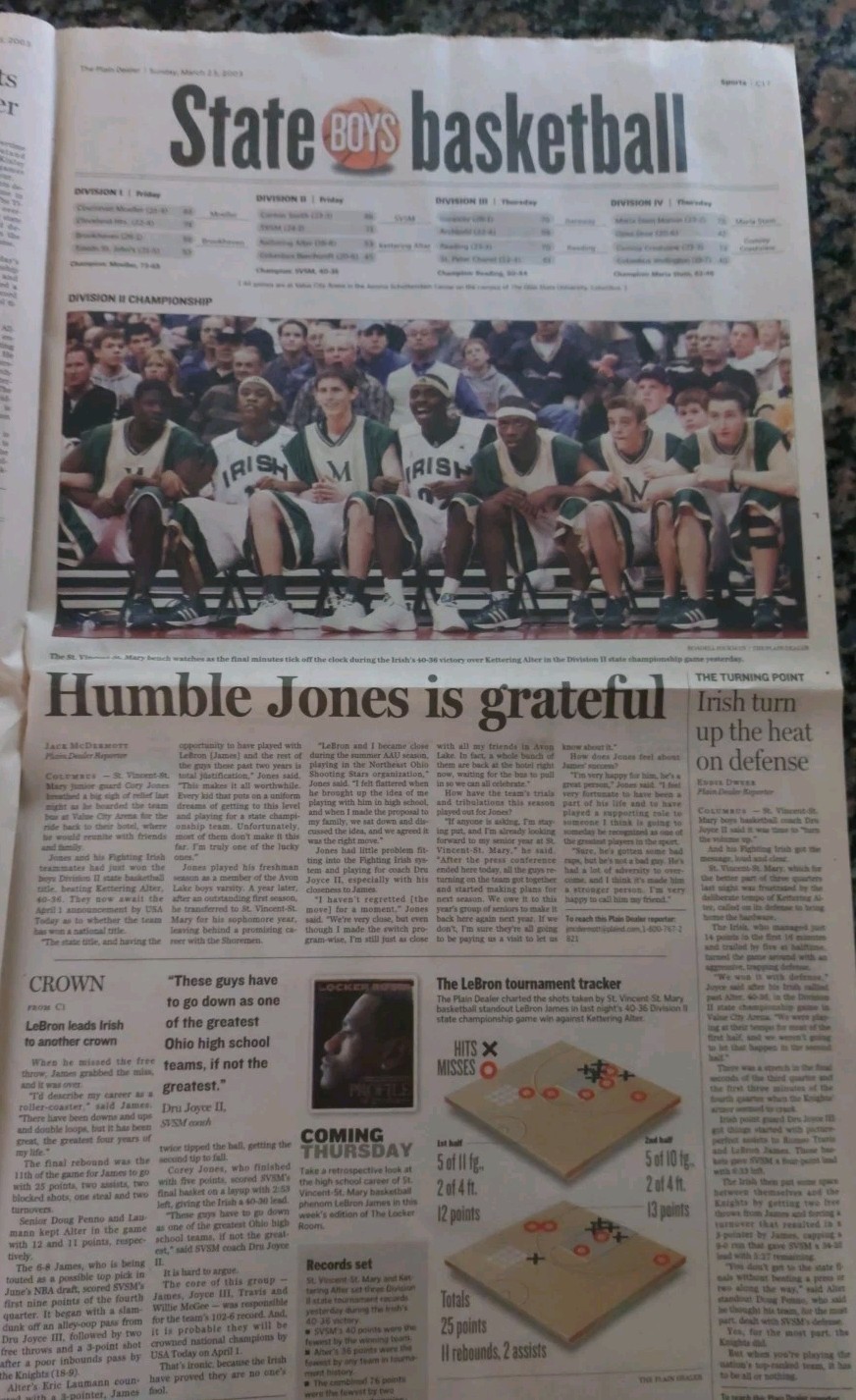 Plain Dealer newspaper LeBron James lot of 3 – 2003 high school 2004 ROY 2007