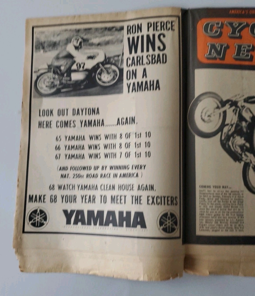 68 CYCLE NEWS SCRAMBLES NEWSPAPER ELSINORE PORTLAND NORTON CARLSBAD BULTACO DRAG