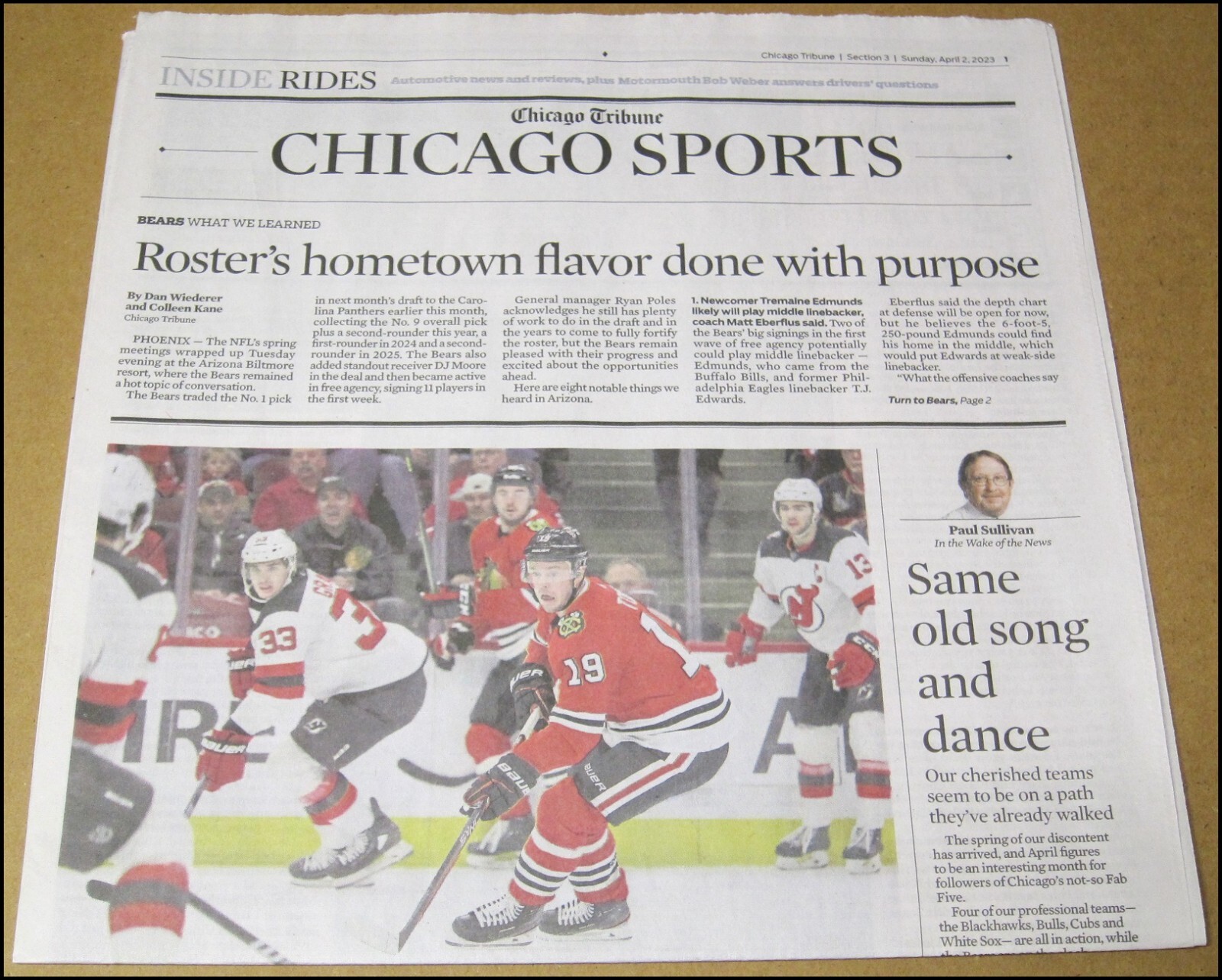 4/2/2023 Chicago Tribune Sports Jonathan Toews Returns to Blackhawks Bears Bulls