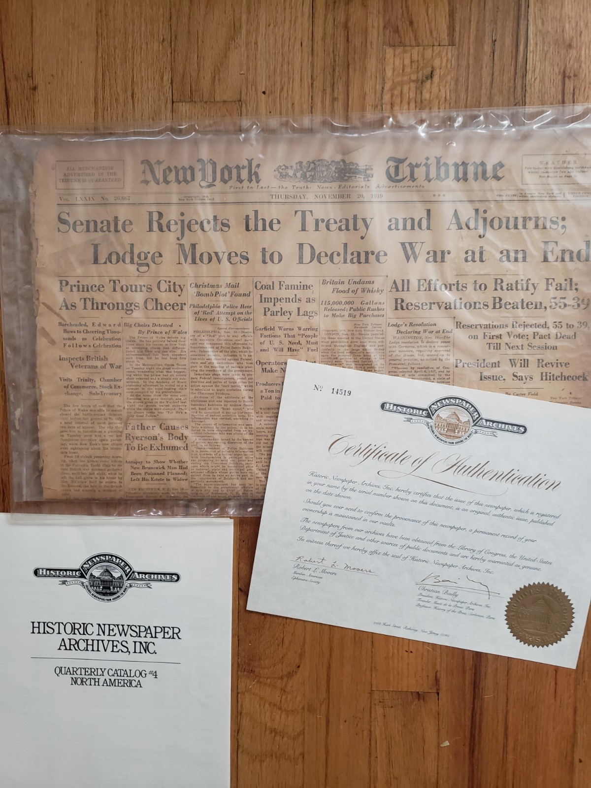 20 November 1919 – New York Tribune – Historical Birthday Newspaper w/COA
