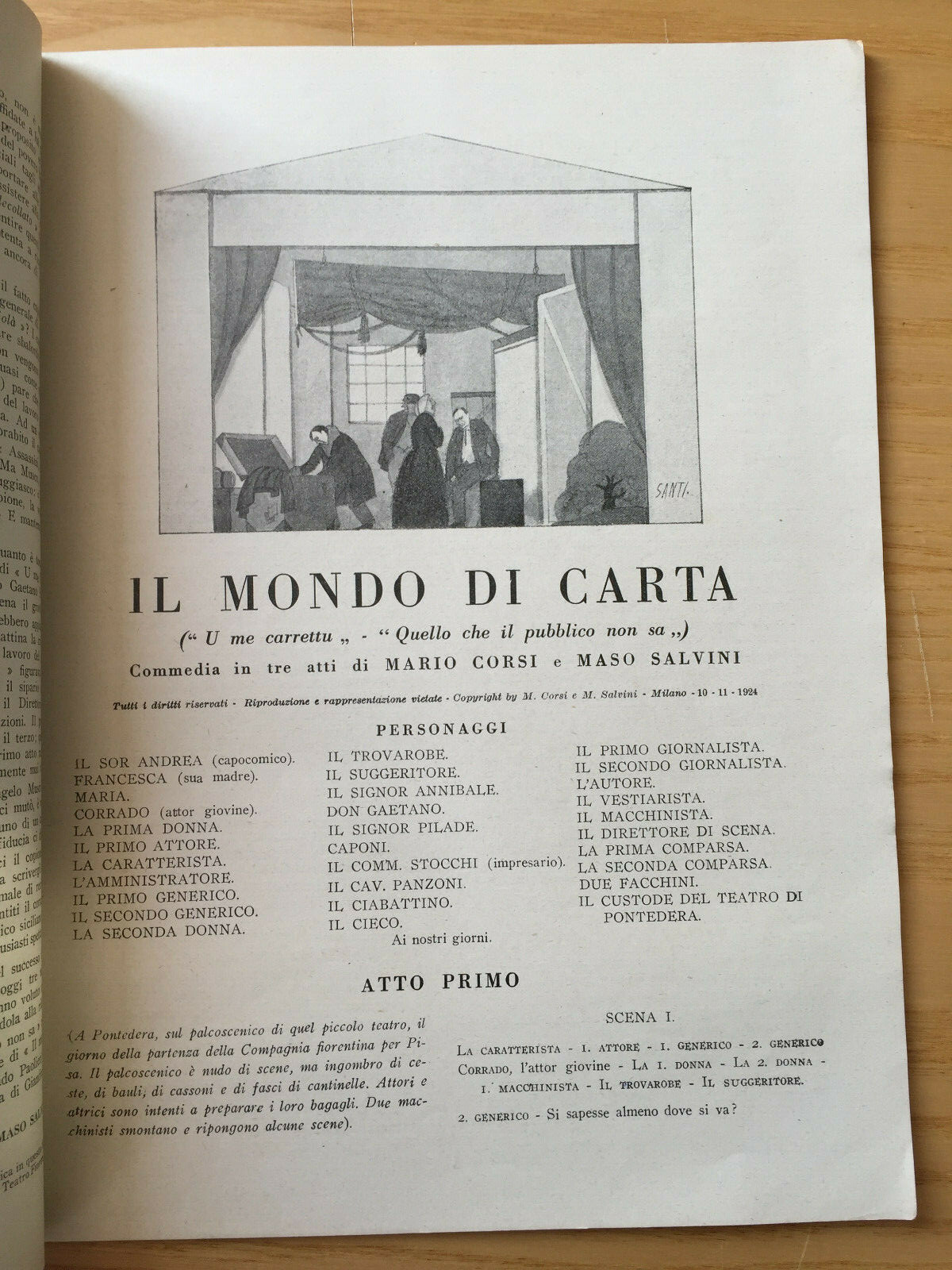 MONDADORI COMEDY PERIODICO COMEDY AND THEATRE LIFE NO. 21 1924 NASALLI ROCCA