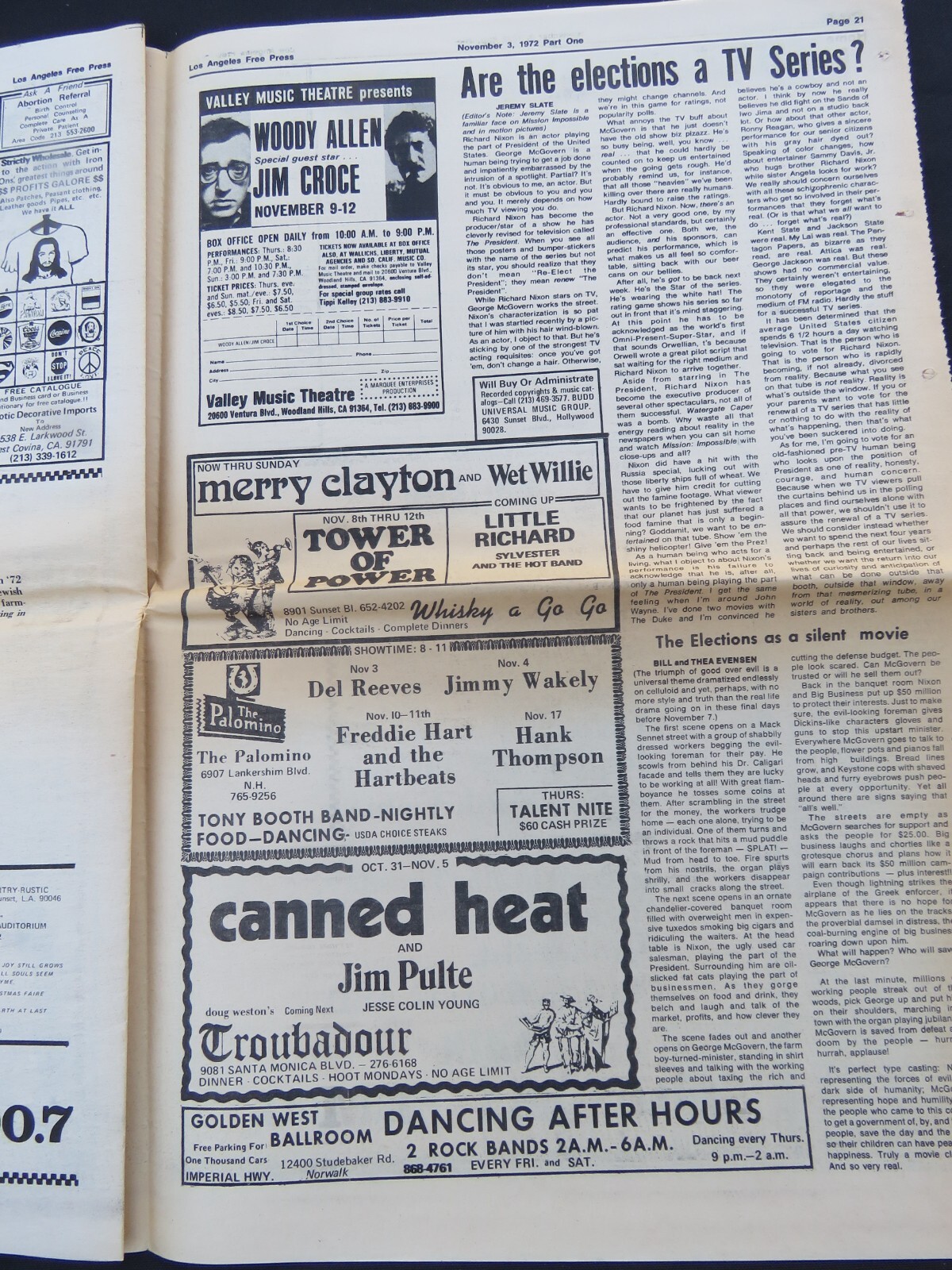 Los Angeles Free Press, Freep, November 3 1972 McGovern’s Snoops Counter-Culture