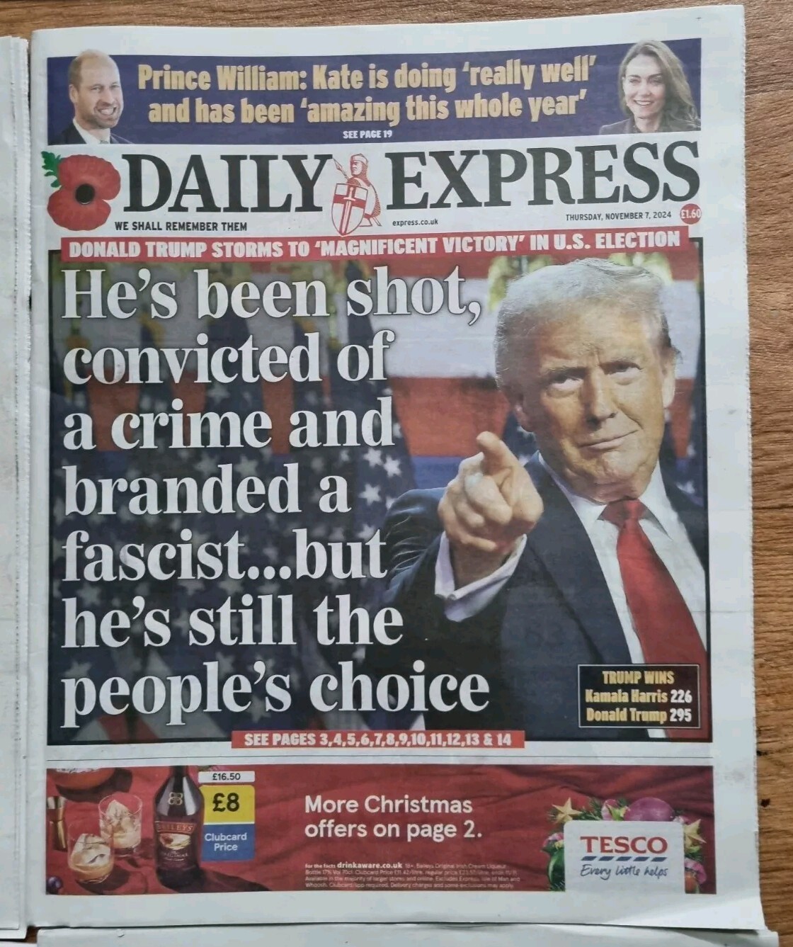9 x UK Newspapers Donald Trump US Elections 07/11/24 Souvenir Editions New