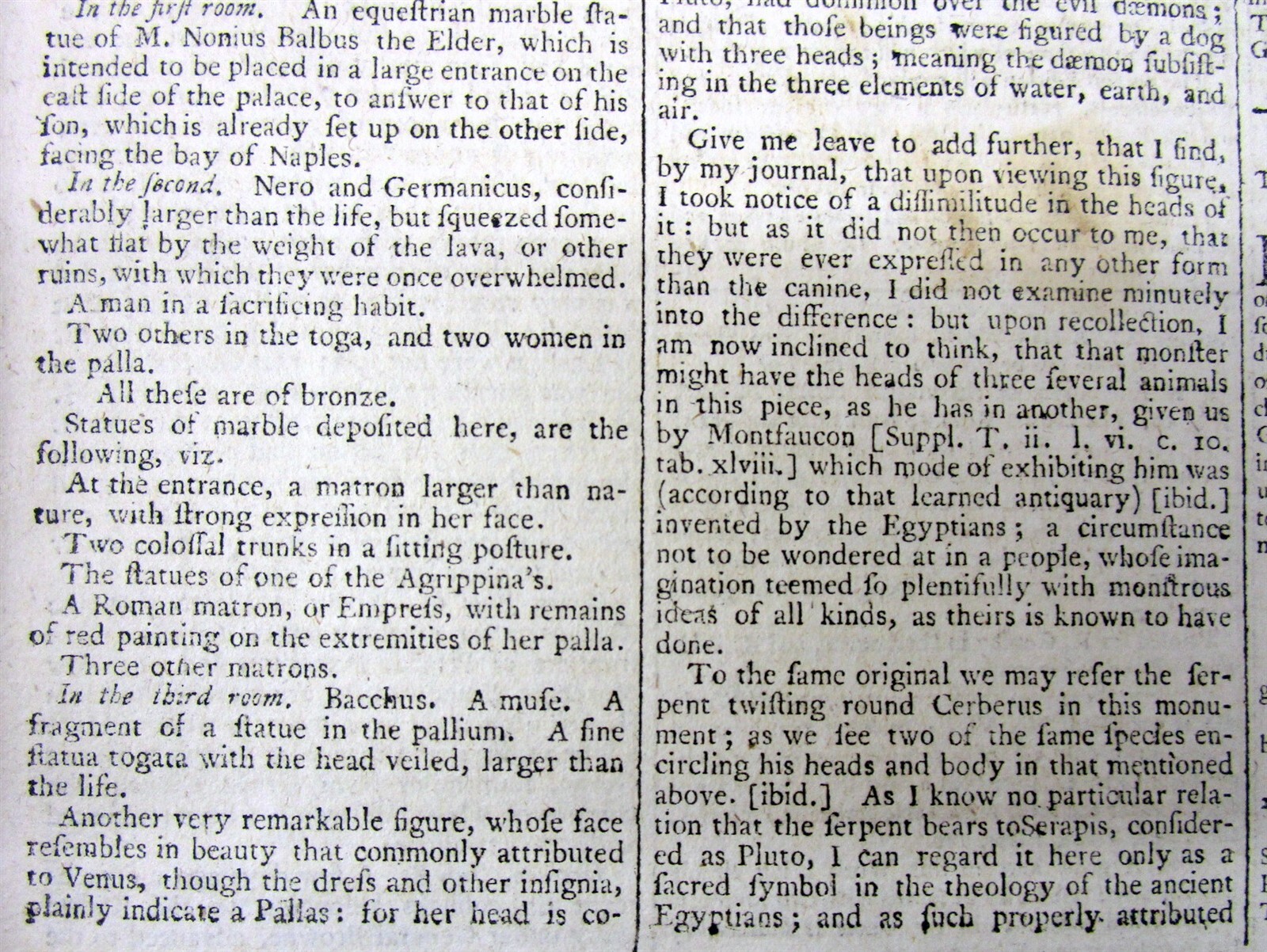 2 1758 newspapers w details of The ARCHEOLOGICAL discoveries HECULANEUM in ITALY