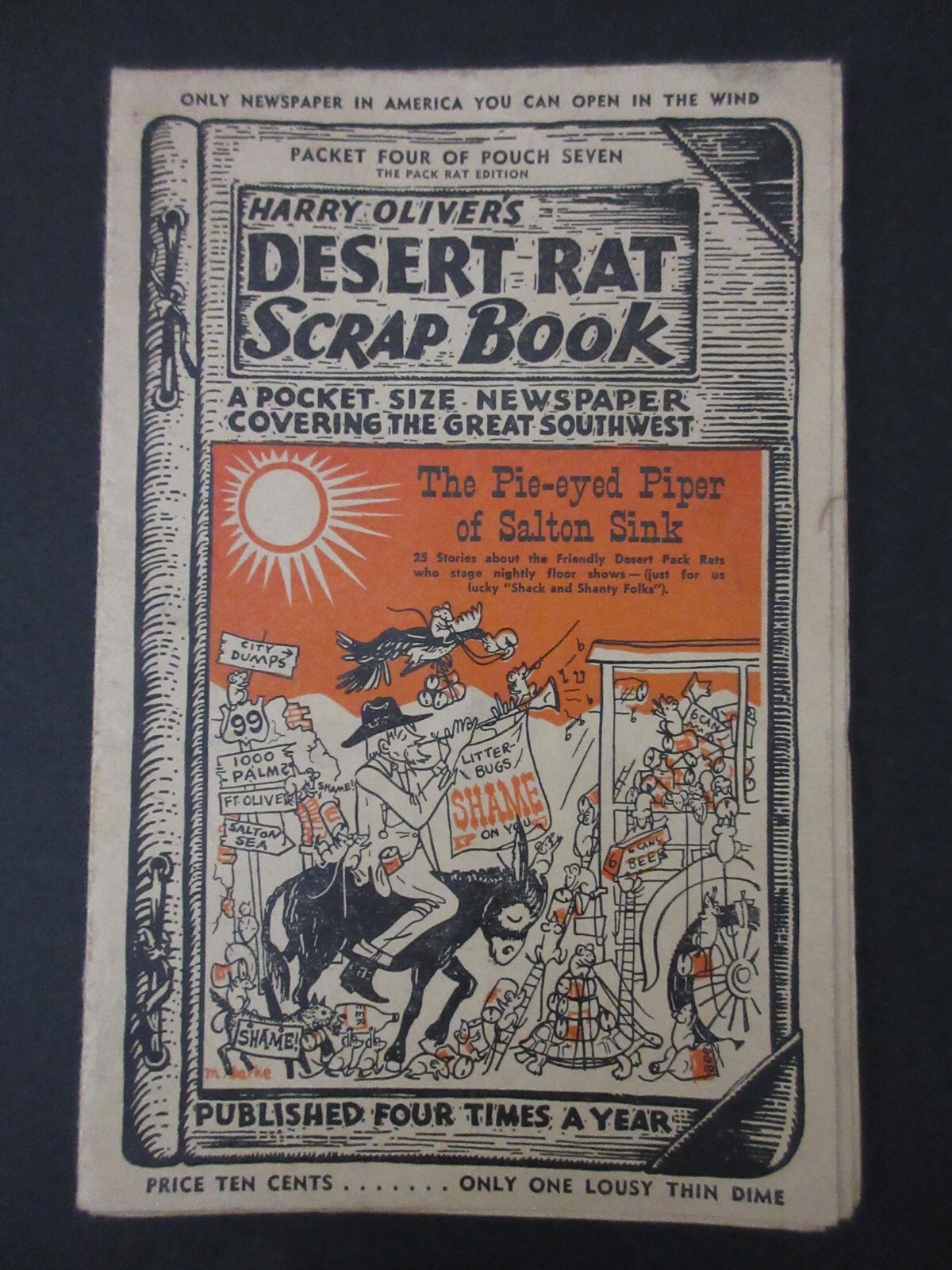 Vintage Harry Oliver’s Desert Rat Scrap Book Souvenir Pocket 4 Newspaper c 1940s