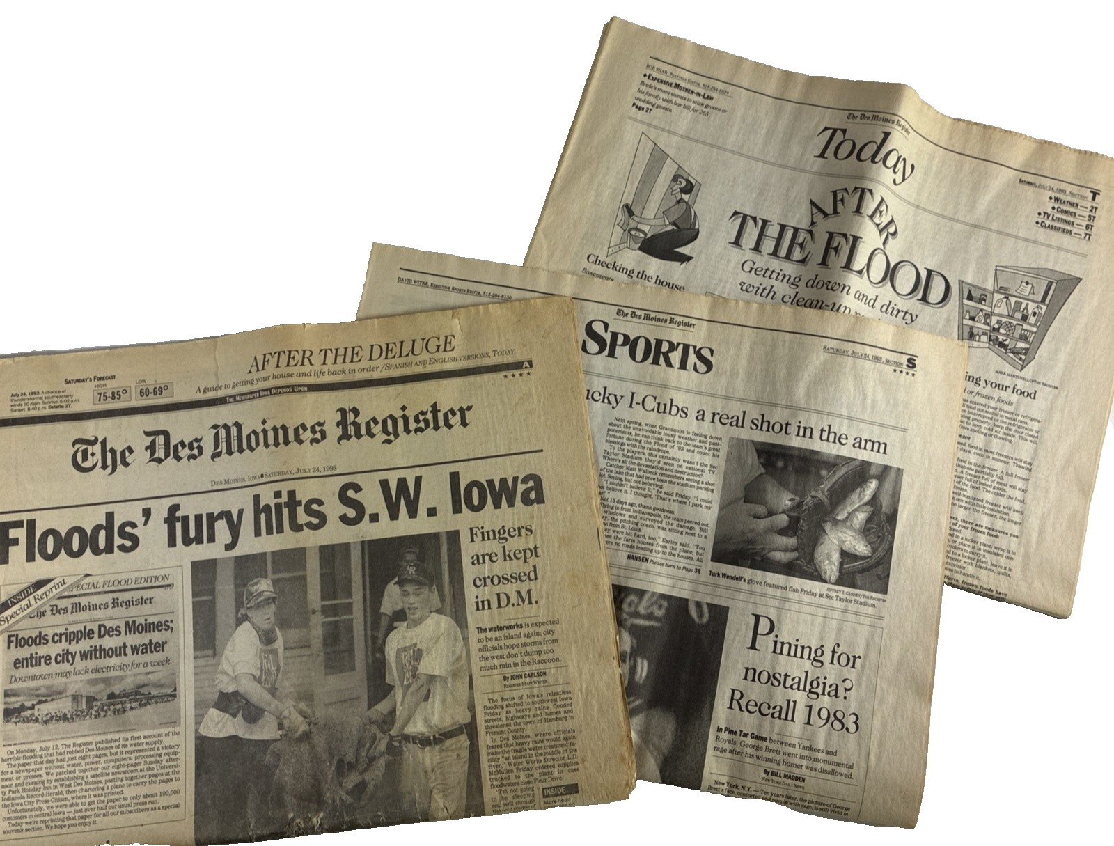 Des Moines Register July 24 1993 Newspaper Iowa Flood of 93 Historic Clean Up