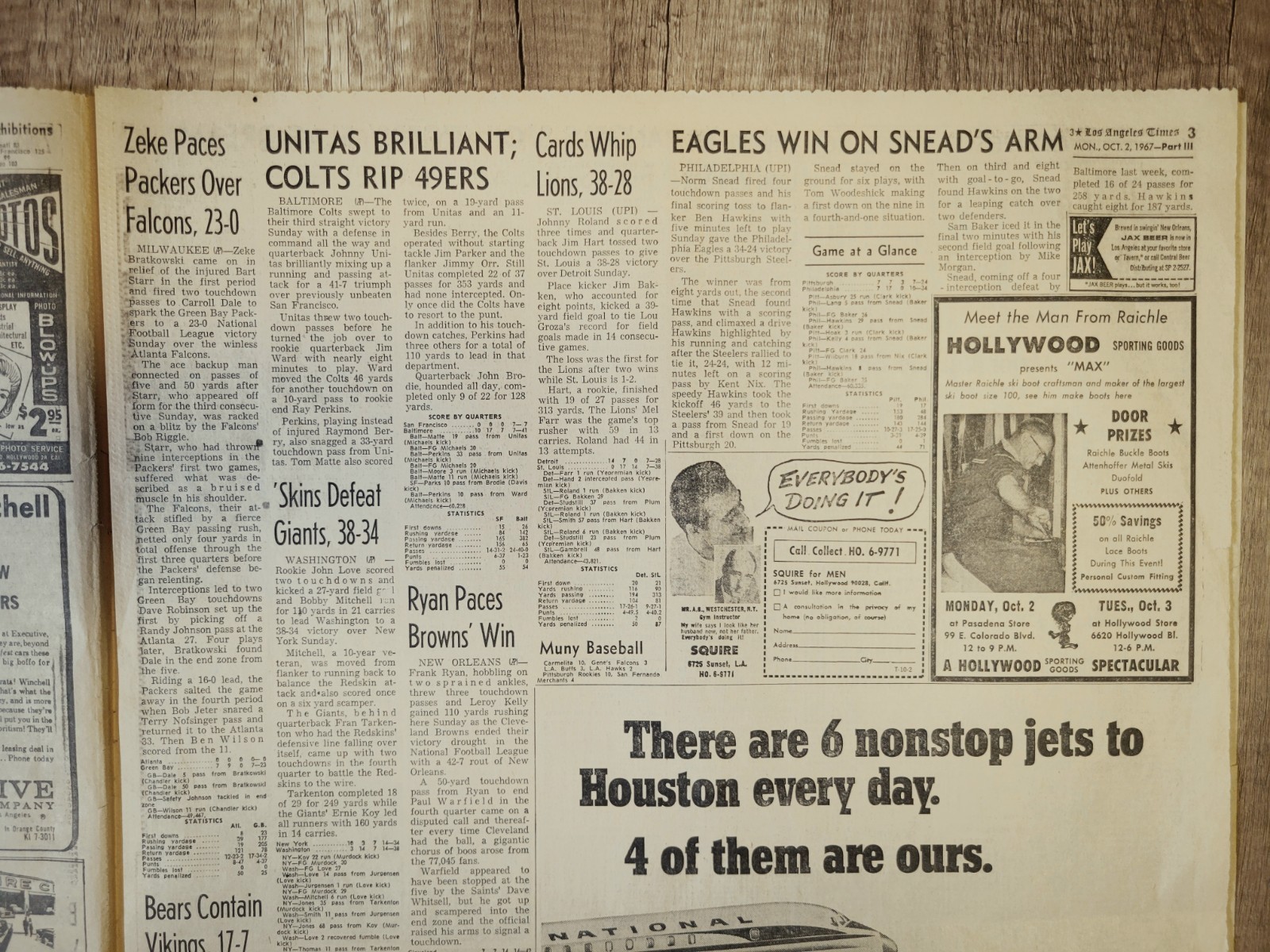 1967 Oct 2: LA Los Angeles Times Sports – Boston Red Sox Win 1st AL Pennant MLB
