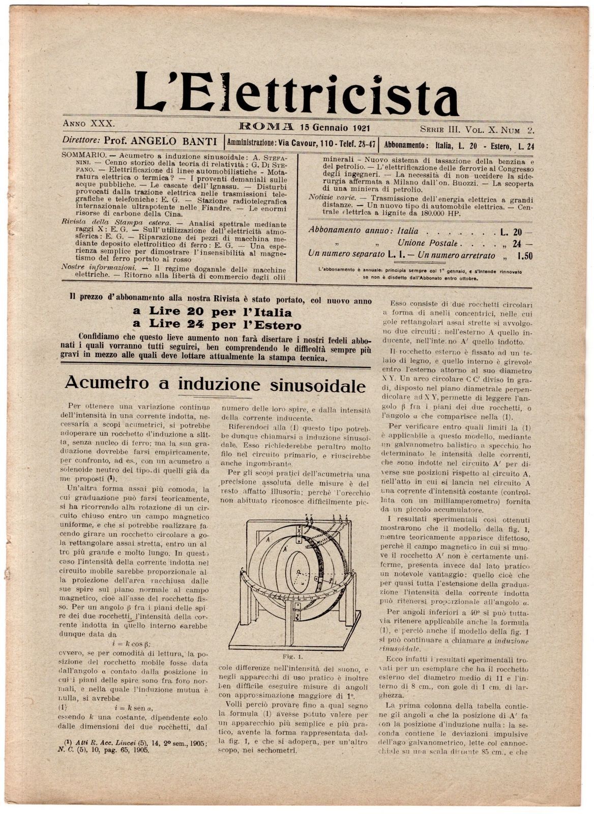 L’ELETTRICISTA – N 2, 15 JANUARY – 1921