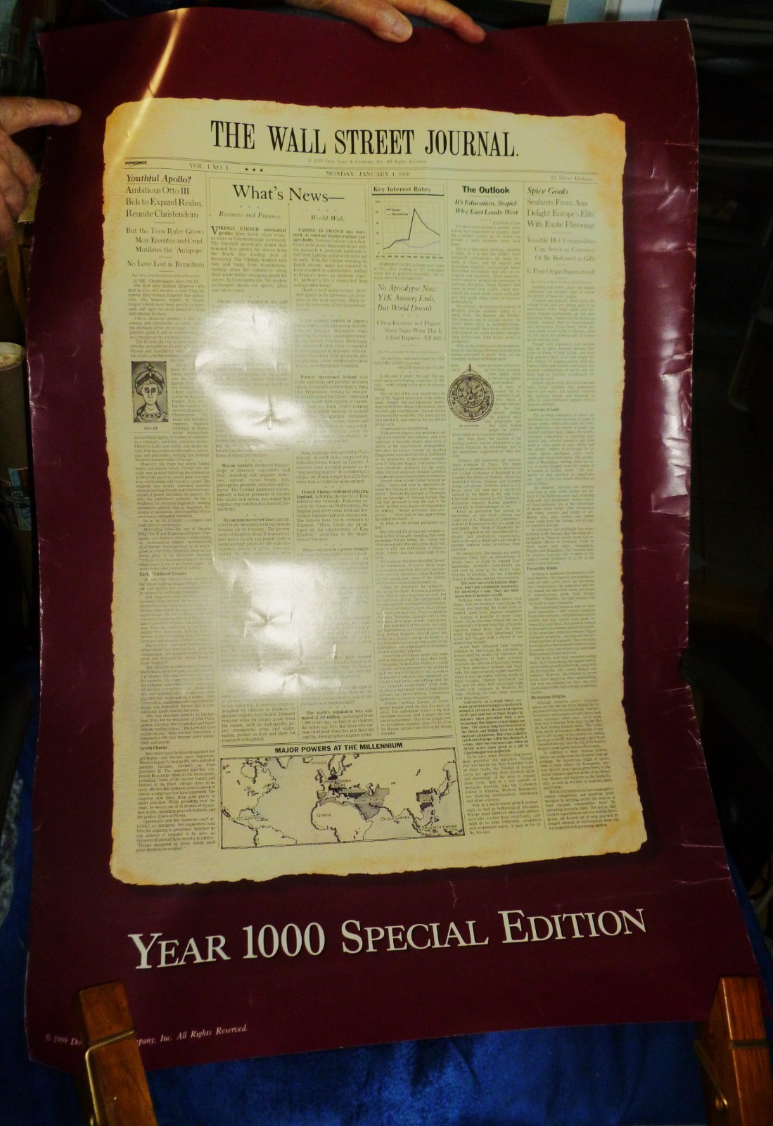 Novelty Poster: WALL STREET JOURNAL JANURARY 1, 1000, 20″ By 30″, VG Condition