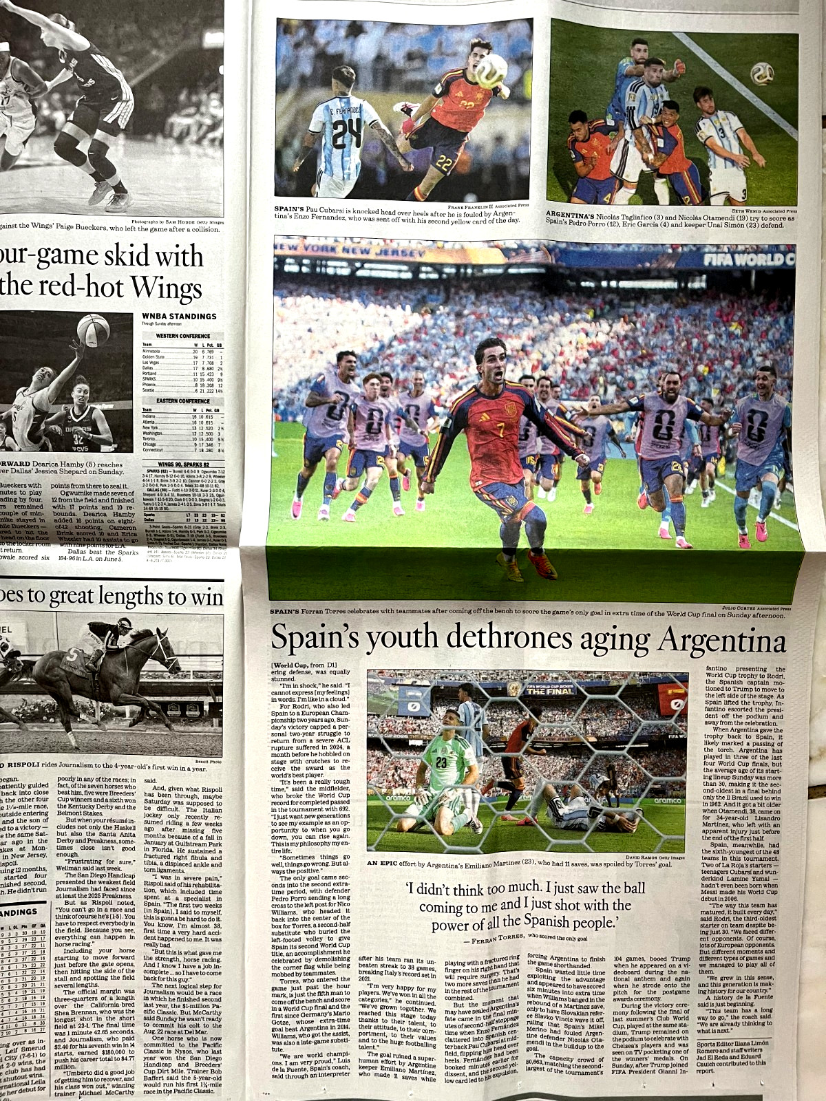 LOS ANGELES TIMES July 20 2026 FIFA WORLD CUP FINAL SPAIN ARGENTINA MLB Dodgers