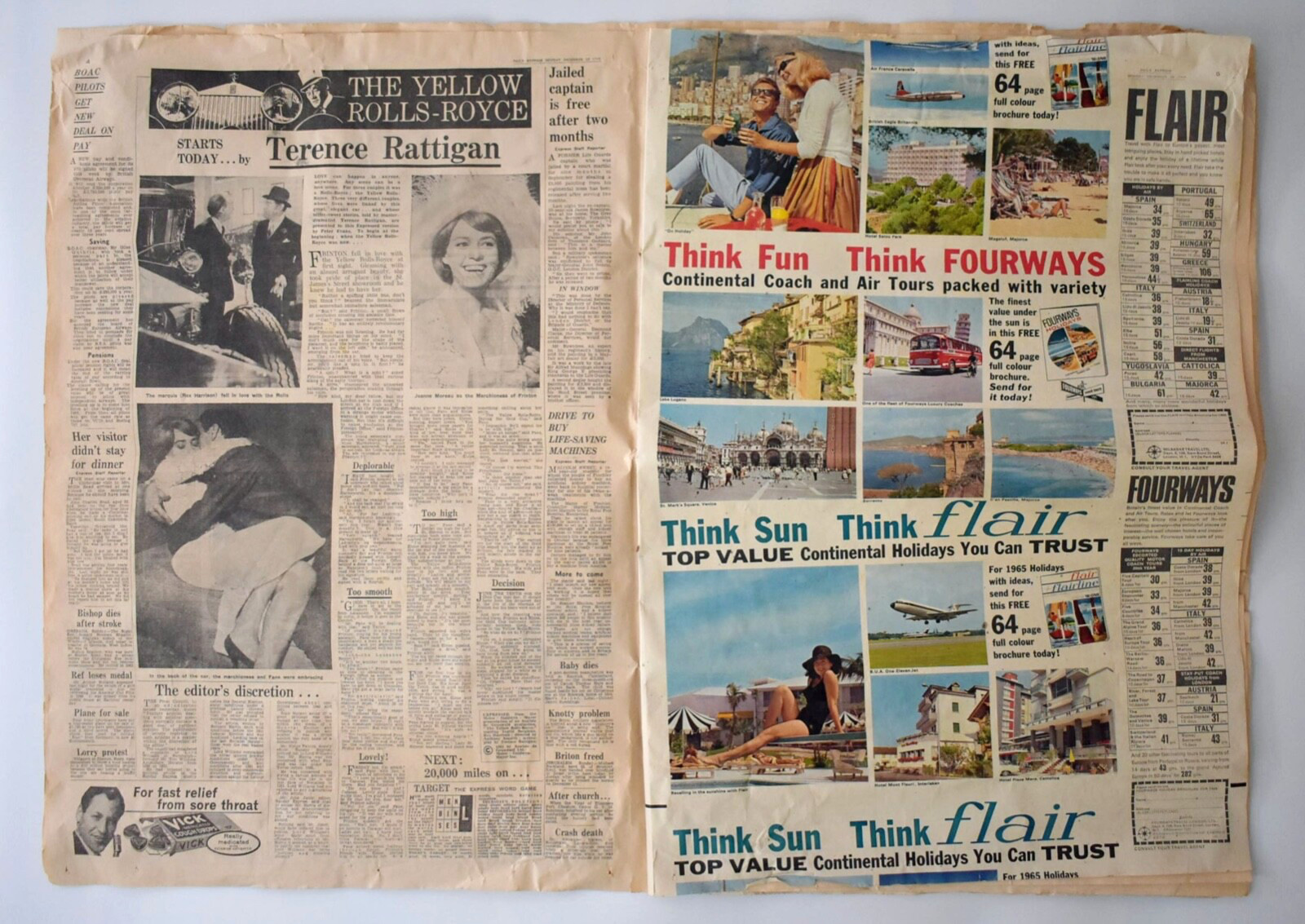 VINTAGE ORIGINAL DAILY EXPRESS NEWSPAPER MONDAY DECEMBER 28th 1964