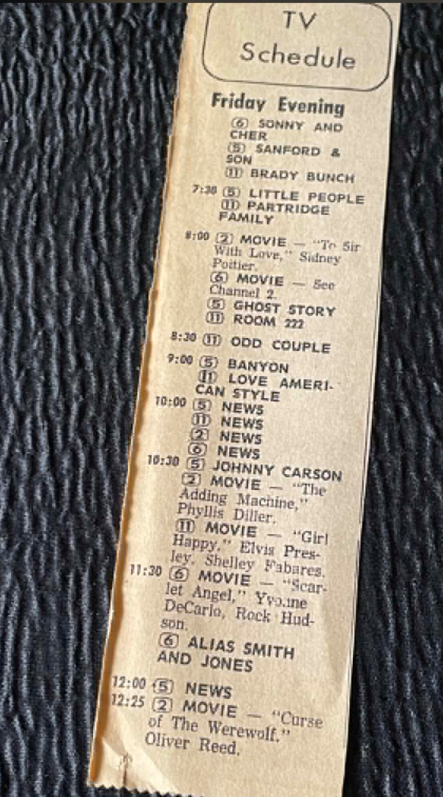 Ad TV Schedule Friday Evening Movie To Sir W/ Love Menominee Herald Leader 1972