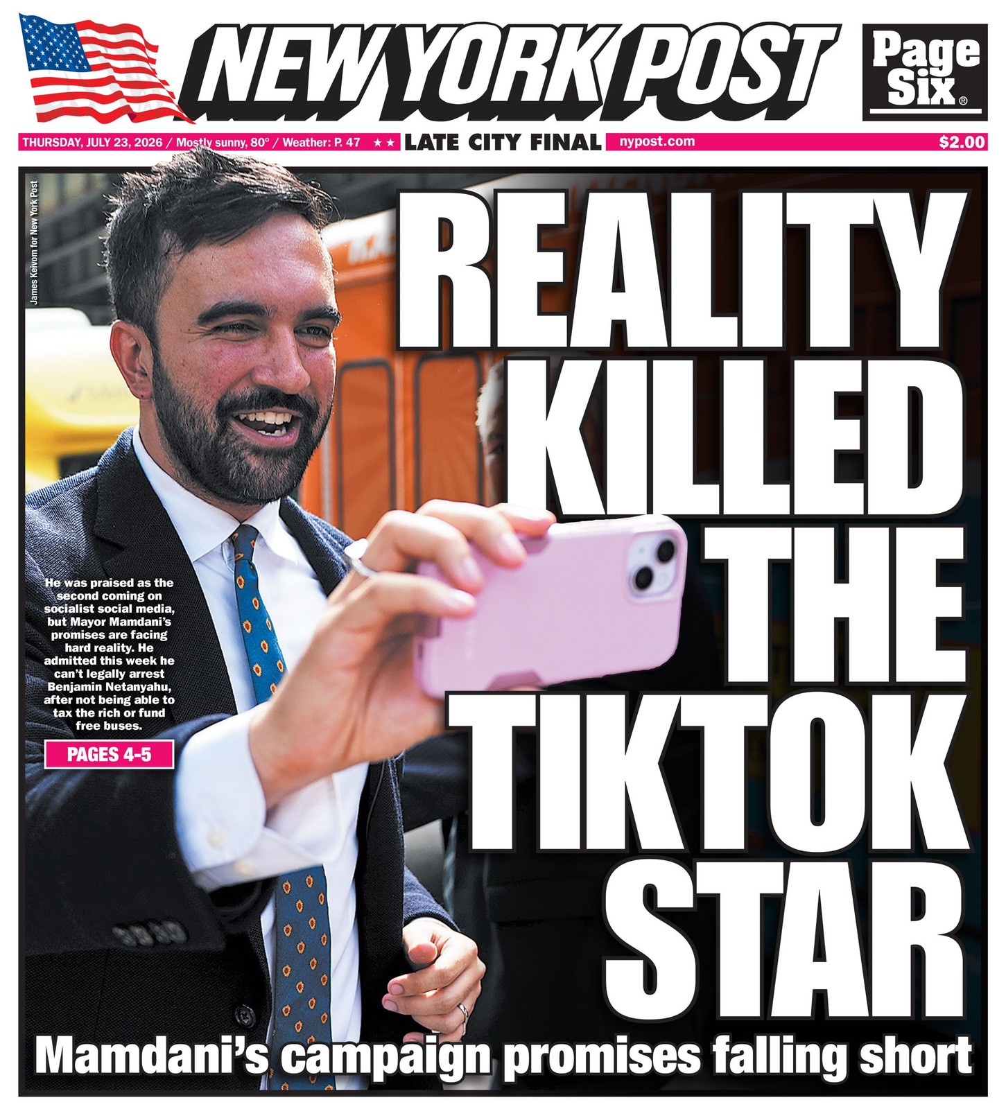 NEW YORK POST JULY 23 2026 REALITY KILLED THE TIKTOK STAR MAMDANI