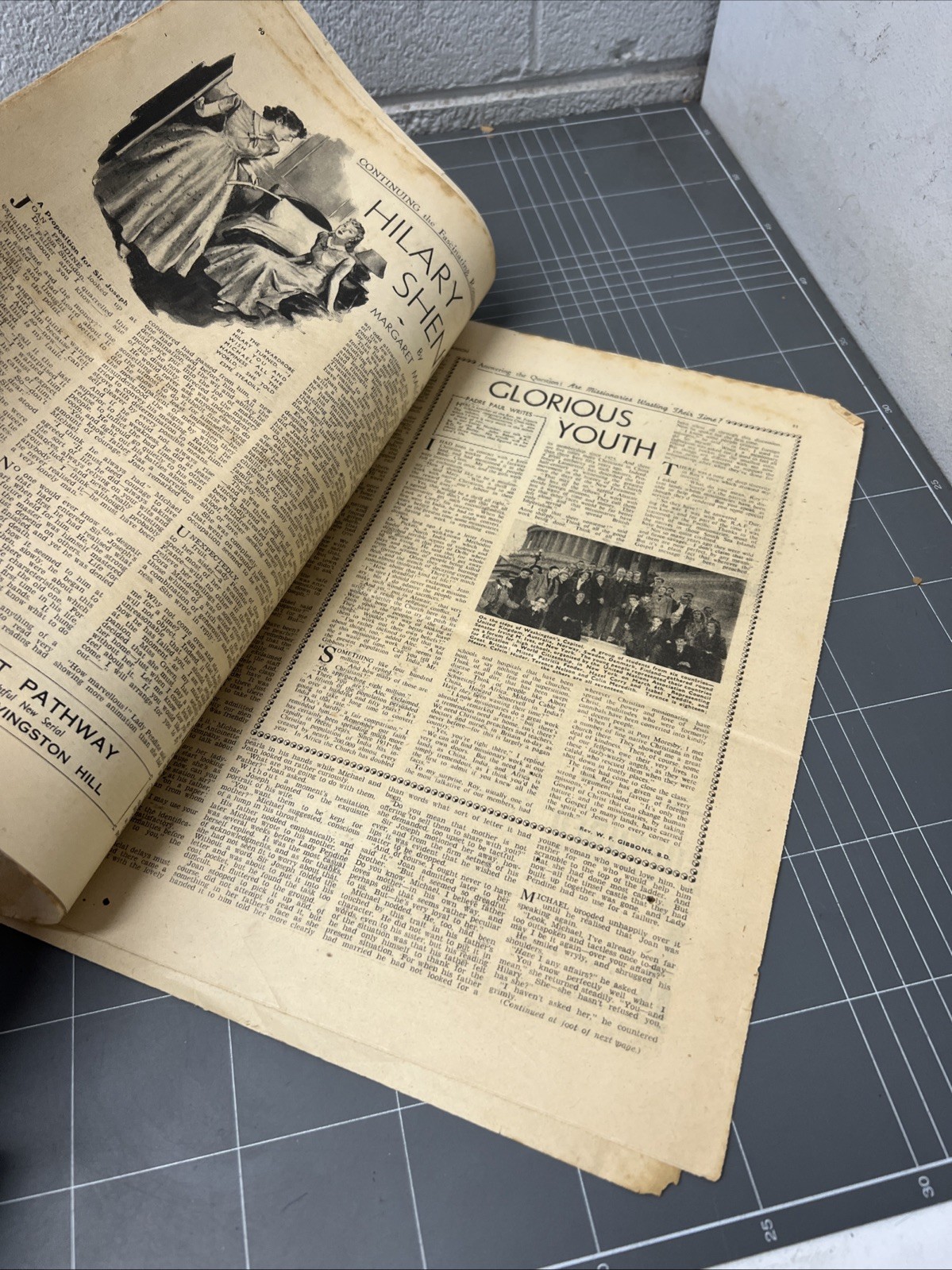 VINTAGE NEWSPAPER SUNDAY COMPANION 1940s ART SCRAPBOOKING JUNK JOURNAL CATHOLIC