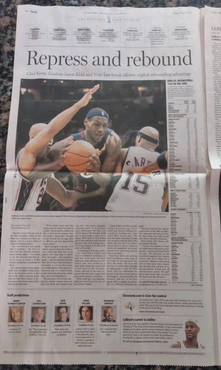 Plain Dealer newspaper LeBron James lot of 3 – 2003 high school 2004 ROY 2007
