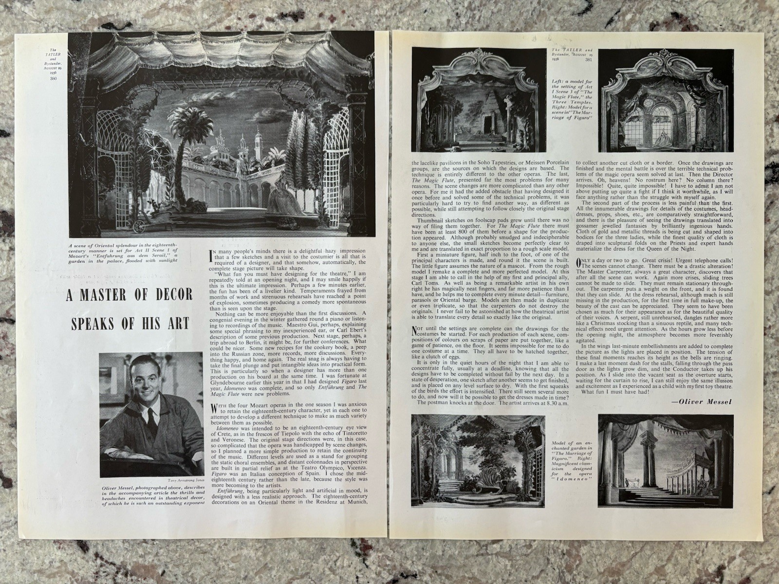 Oliver Messel Designer Stage Designs Vintage Article The Tatler Magazine 1956