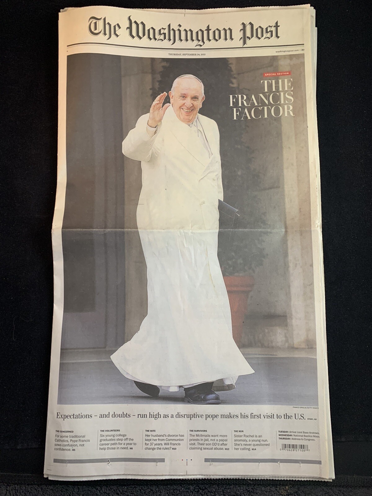 2015 The Washington Post “The Francis Factor” Newspaper – Pope Visits America