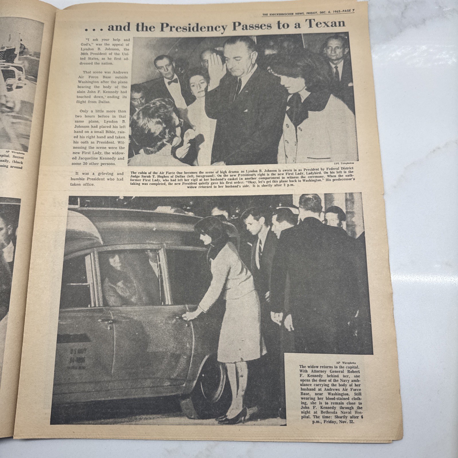 1963 Dec 6 KNICKERBOCKER NEWS Newspaper Special Supplement JFK Death LOT OF 12