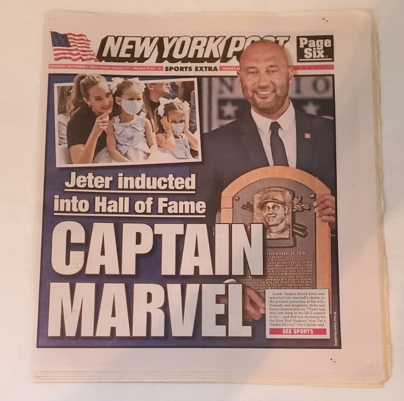 New York Post Sep 9 2021 Derek Jeter Baseball Hall of Fame, Cindy Crawford