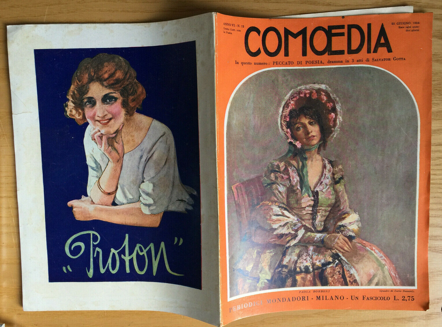 MONDADORI COMEDIA PERIODICO COMEDIA E VITA THEATRALE N° 12 1924 A. GANDUSIO