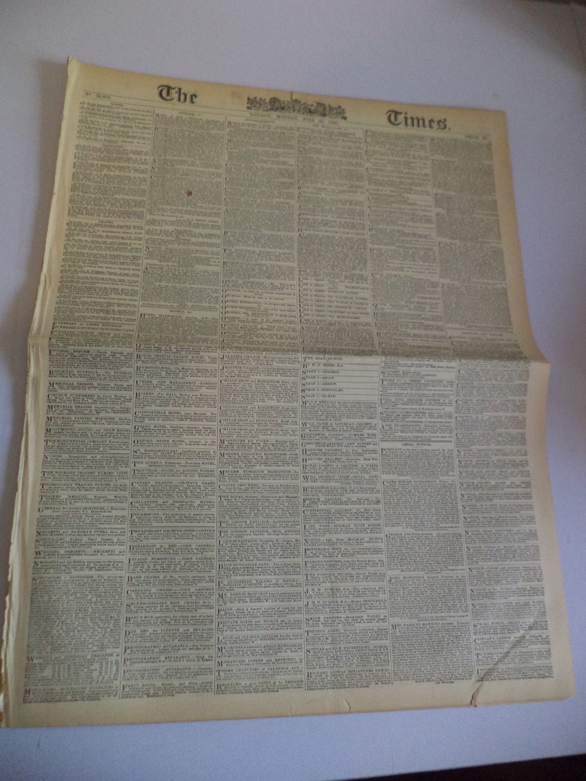 the times old antique original newspaper 26 july 1886 national gallery acq