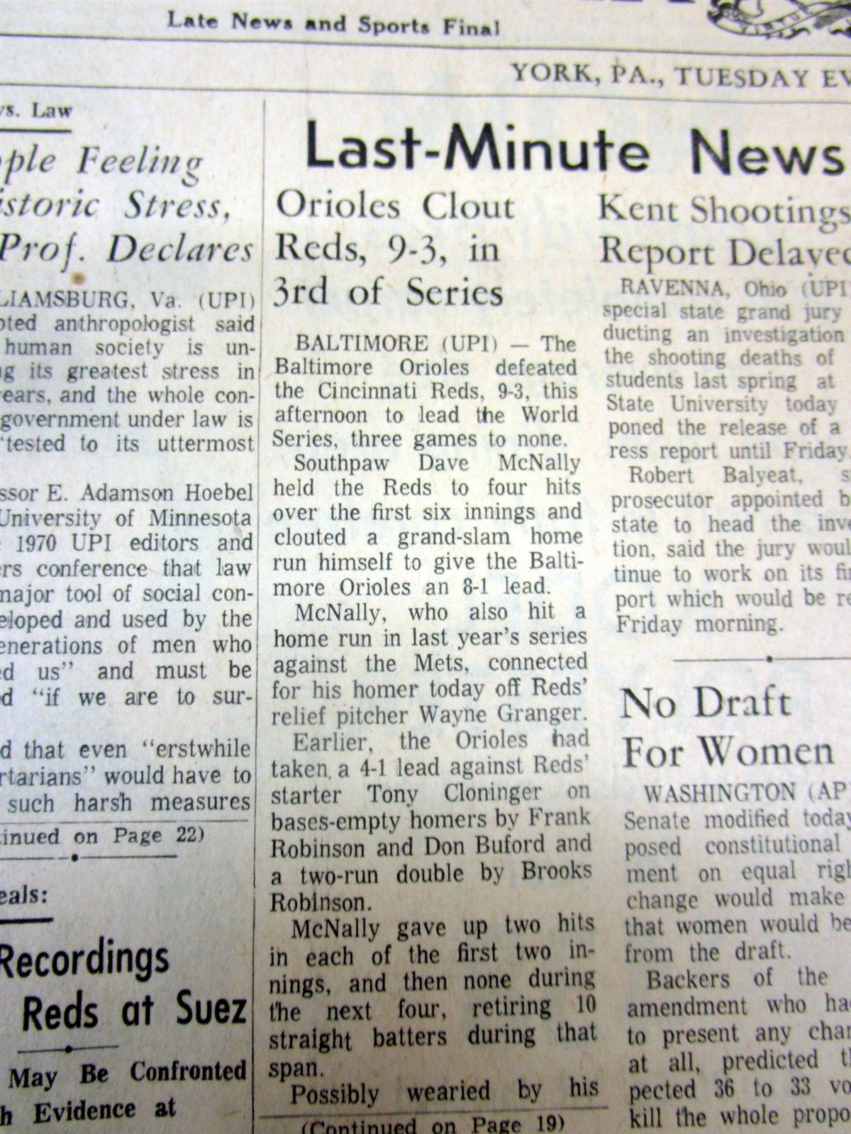 8 1970 newspapers BALTIMORE ORIOLES win baseball WORLD SERIES vs Cincinnati Reds
