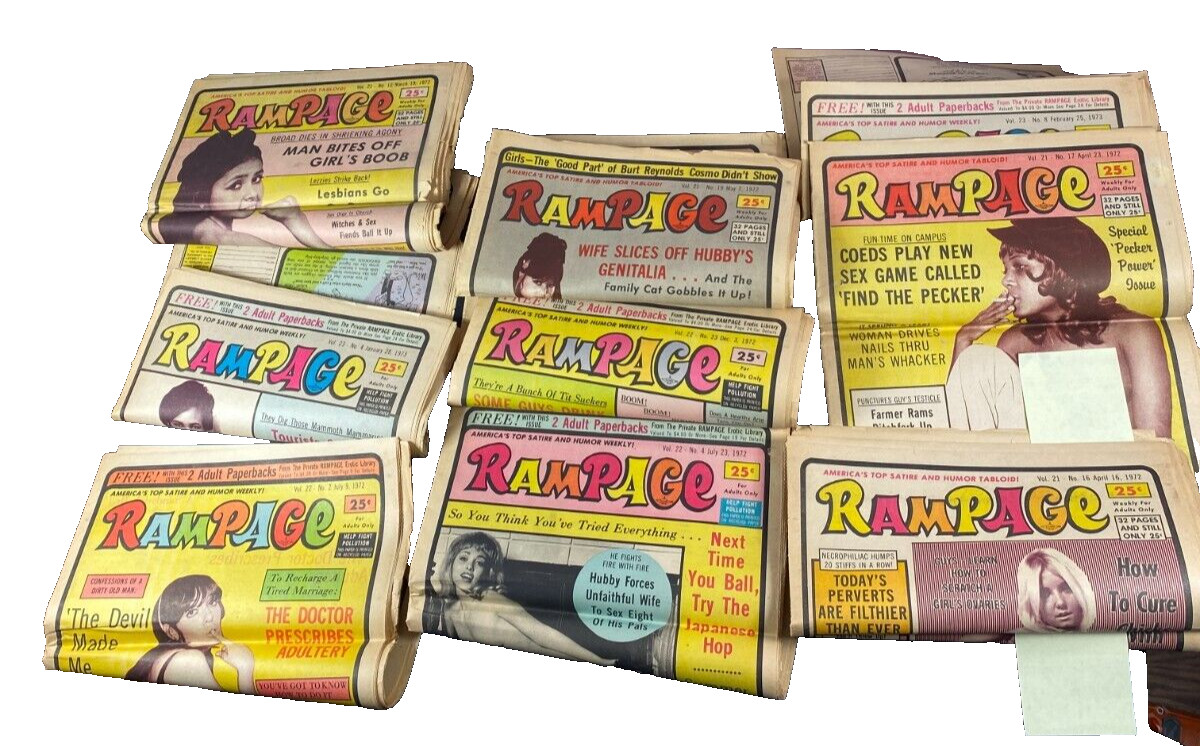 Rampage Newspaper Adult Humor Tabloid Satire Rare 9 in Lot 1972 1973