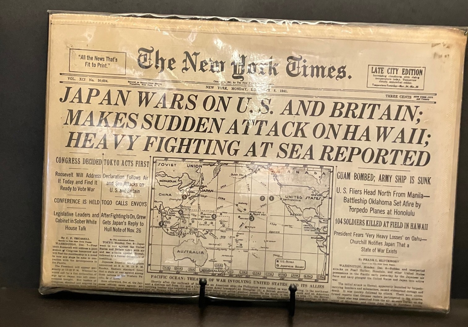 New York Times 50th Commemorative Edition WWII Japan Attacks Newspaper Printed 1