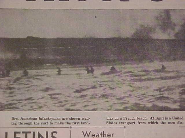 VINTAGE NEWSPAPER HEADLINES~ WORLD WAR 2 D-DAY INVASION FRANCE BEACH WWII 1944