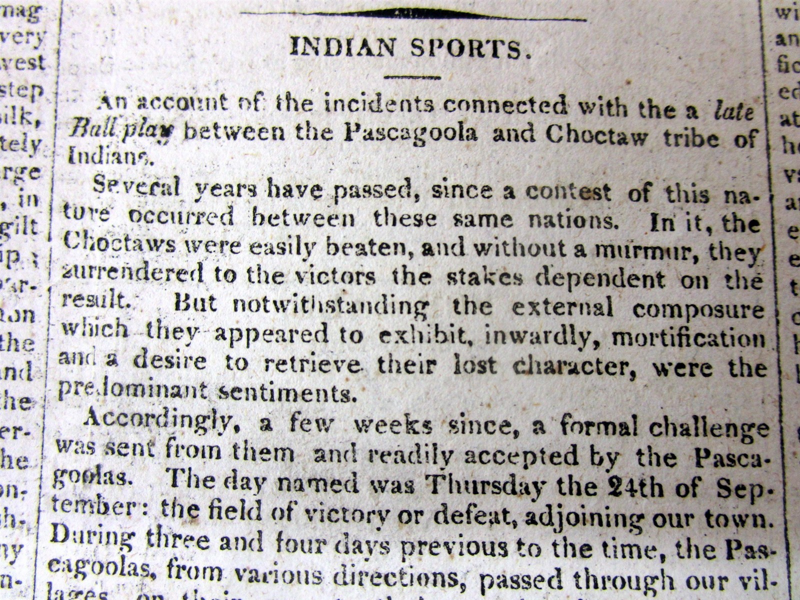 Best 1830 newspaper LACROSSE being played by NATIVE AMERICAN INDIANS Early descr