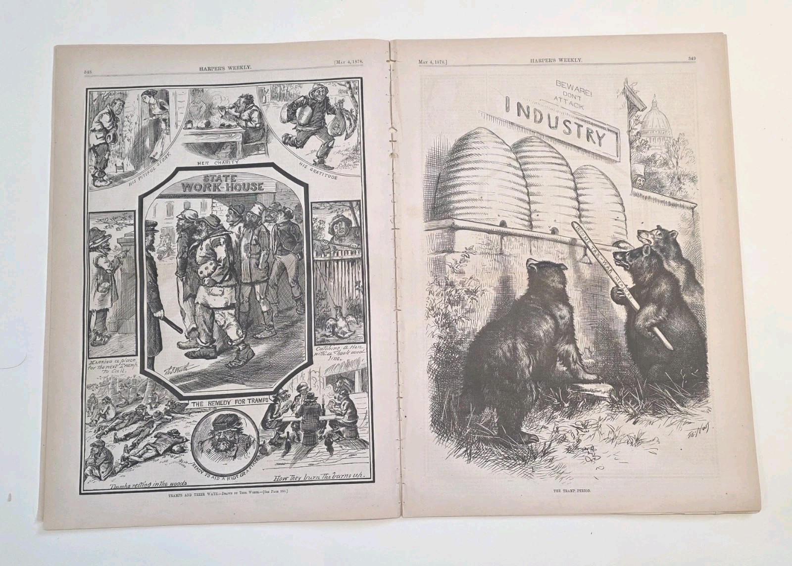 Harpers Weekly May 4, 1878 Full Magazine **Thomas Nast Bears Income Tax Measure*