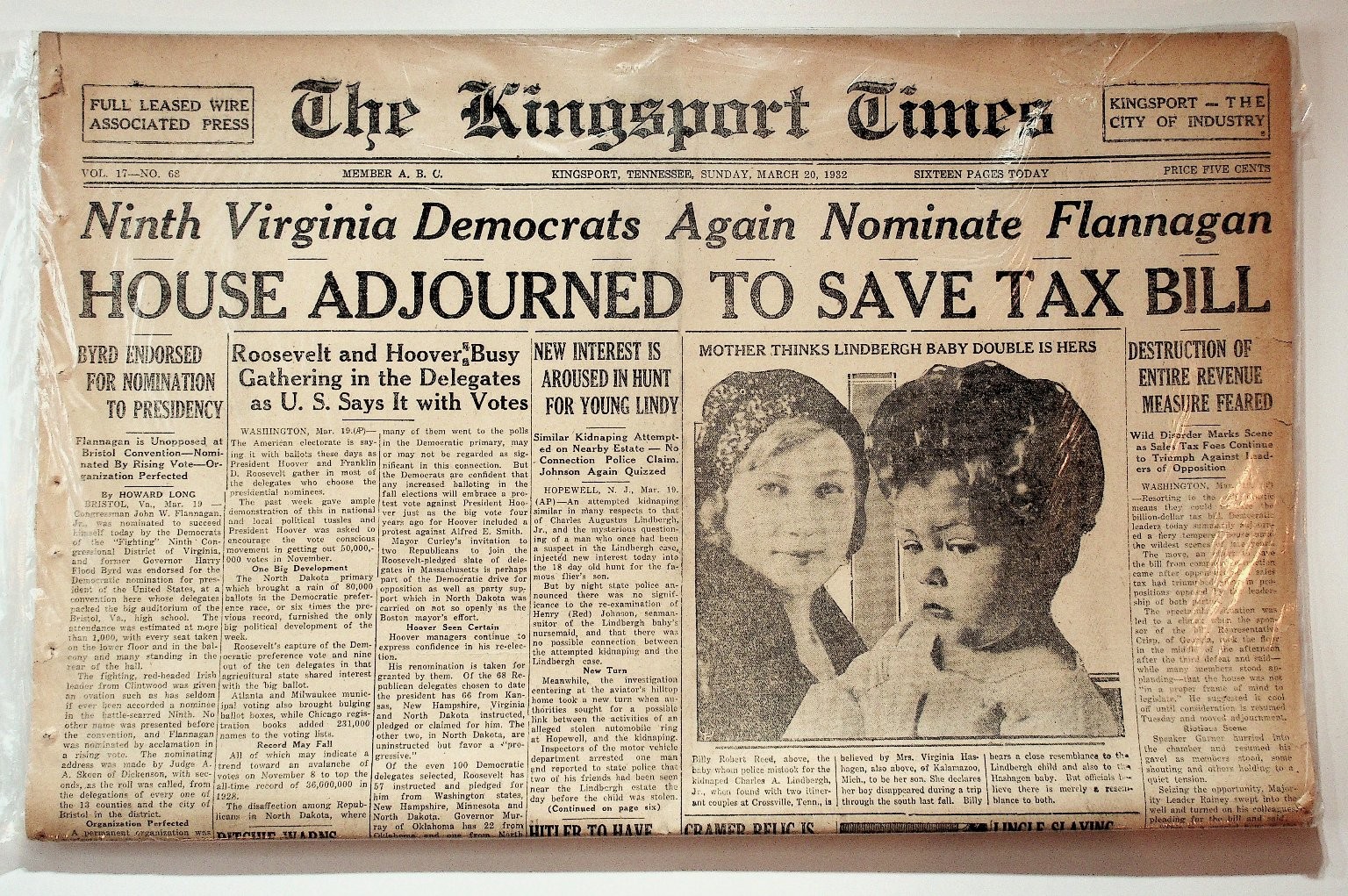 The Kingsport Times Newspaper March 20 1932 Vintage Tennessee News