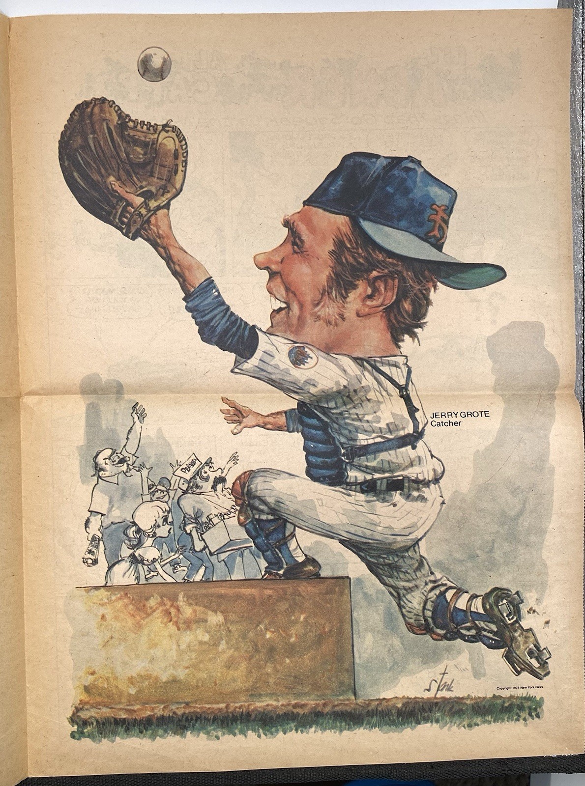 Jerry Grote 1973 NEW YORK DAILY NEWS Bruce STARK Illustration NEW YORK Met