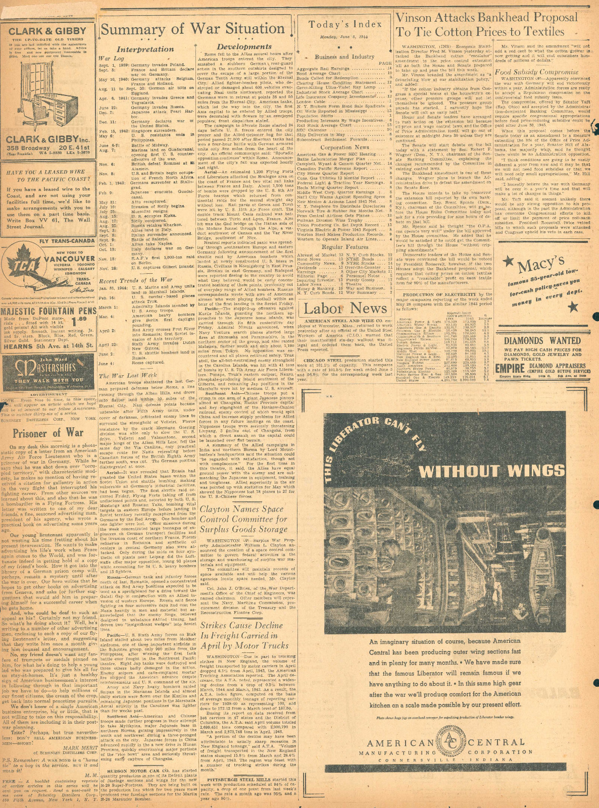 4 December 12 1946 WSJ News Wall Street Journal Original Birthday Newspaper