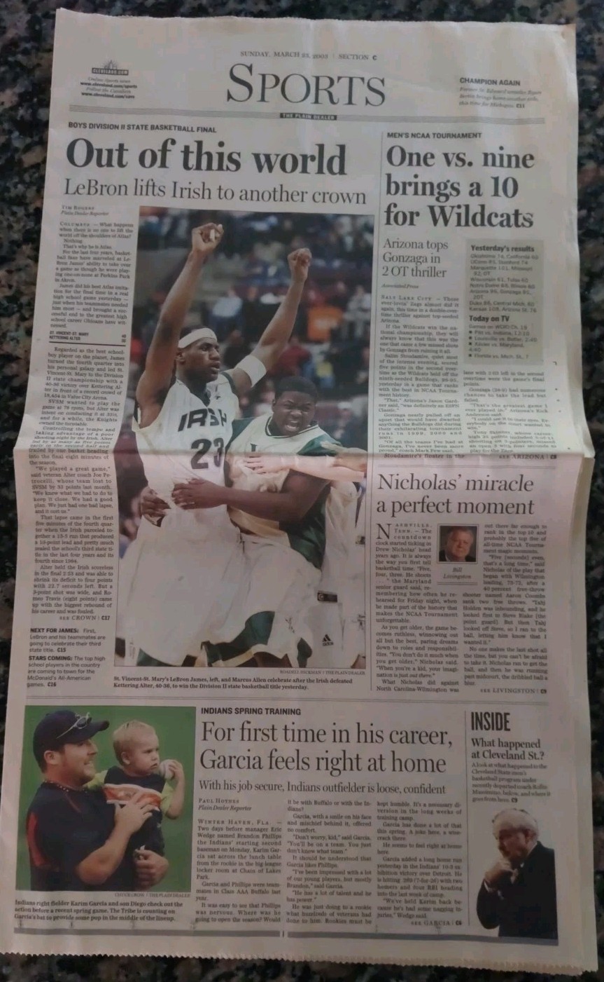 Plain Dealer newspaper LeBron James lot of 3 – 2003 high school 2004 ROY 2007