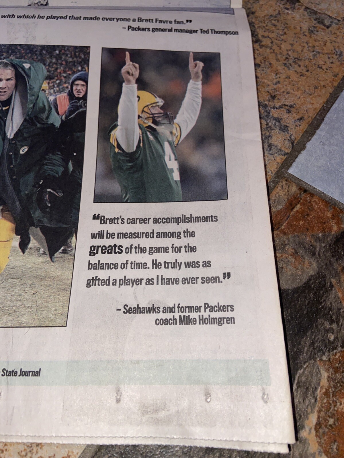 2008 Wisconsin State Journal Brett Favre Commemorative Edition “ Farewell”